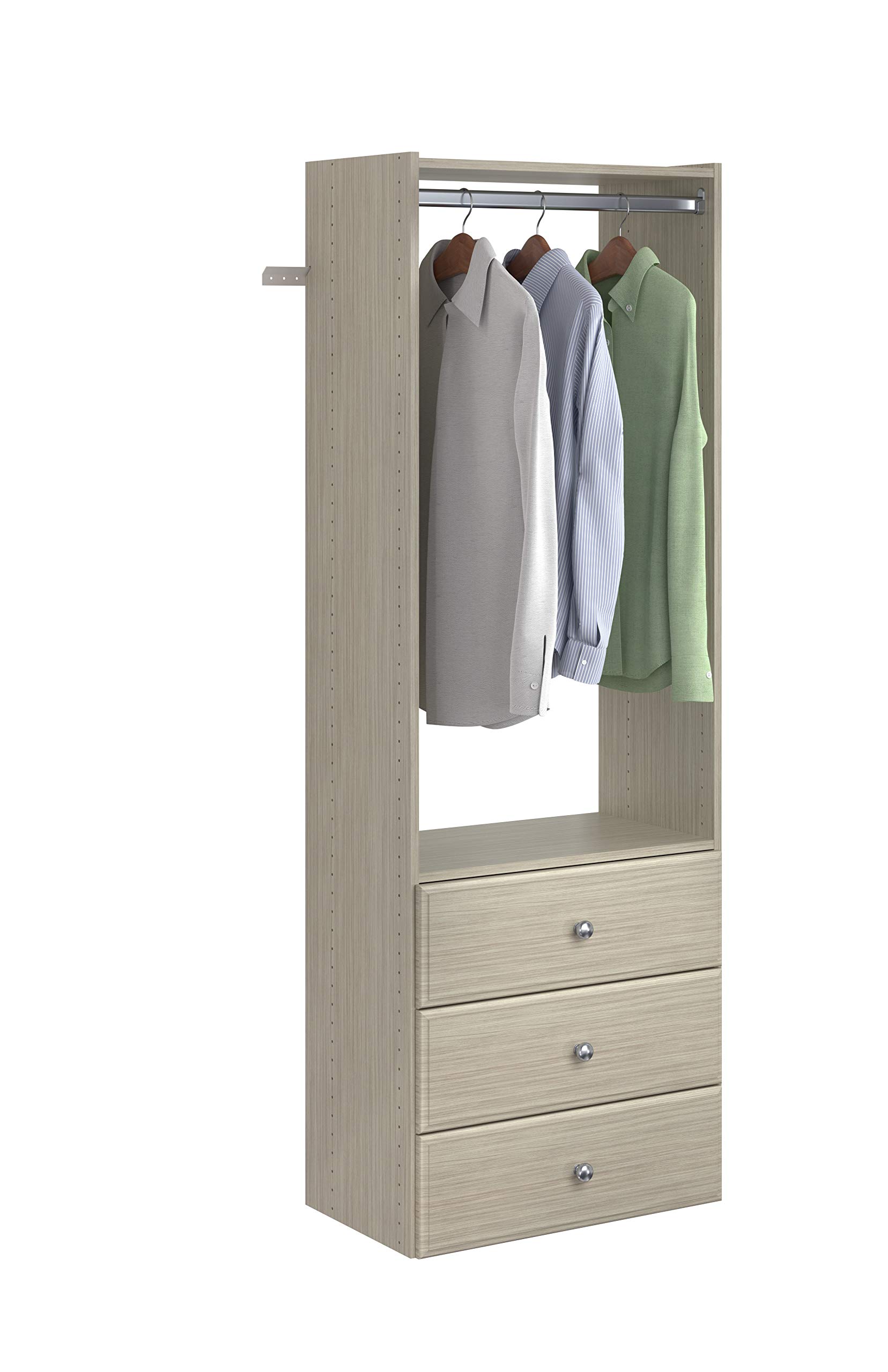 Easy Track PH32-CG Elite Tower Kit - Hidden Storage Closet Organizer System, Adjustable Shelving Unit in Weathered Grey - Perfect for Bedroom, Walk-in Closet & Home Organization