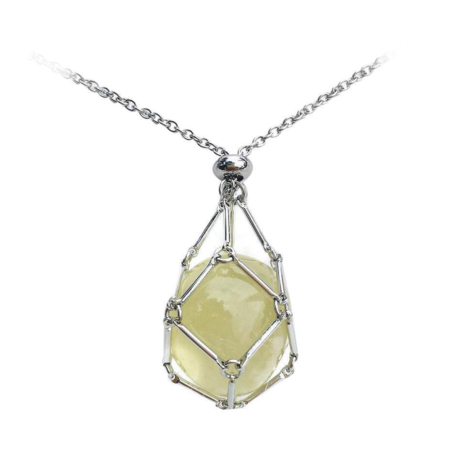 Handmade Adjustable Crystal Stone Holder Necklace for Women - Interchangeable Cage Pendant with Natural Gemstones | Perfect for Everyday Wear, Gifts & Spiritual Healing