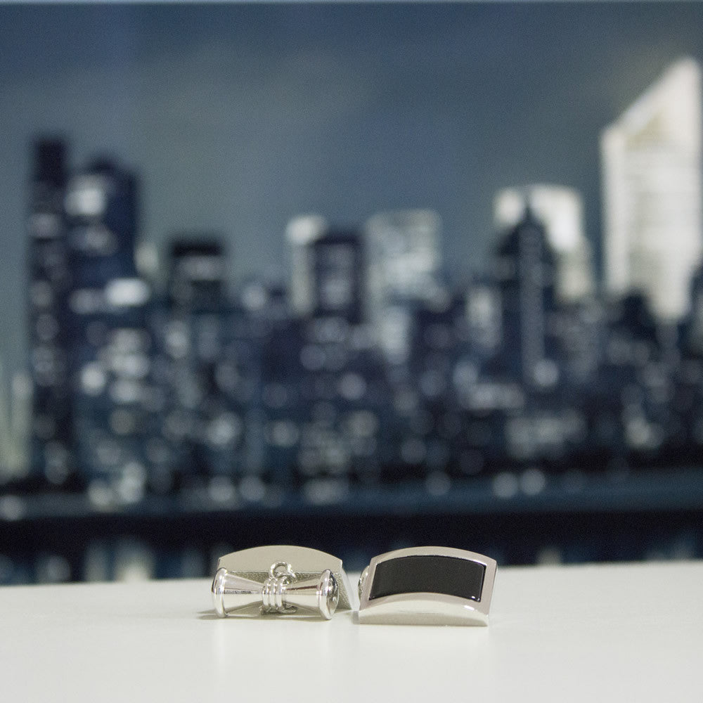 Elegant KingCuffs Agate Rectangular Plated Cufflinks for Men - Luxury Wedding, Prom & Formal Event Accessories