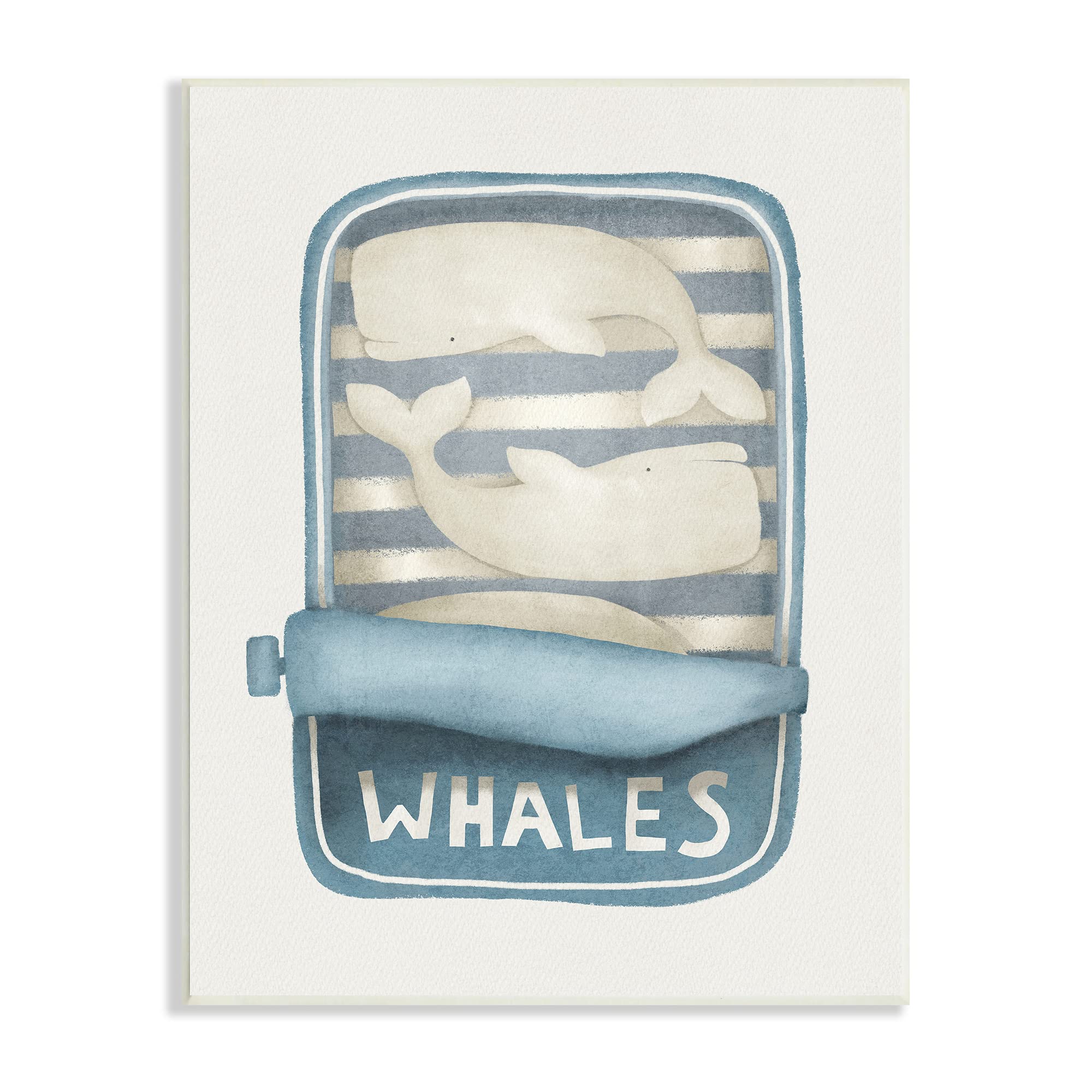 Stupell Industries Whimsical Tuna Can Whales Wall Art - Leah Straatsma Sea Life Design - Perfect for Nursery, Kids Room & Coastal Home Decor
