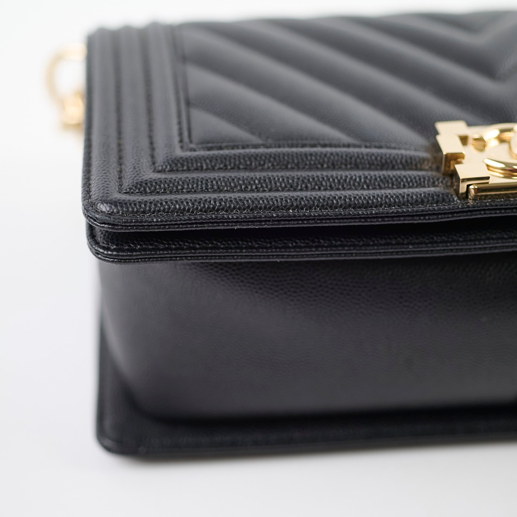 Chanel Boy Old Medium Chevron Caviar Black Leather Handbag - Luxury Designer Crossbody Bag for Women, Perfect for Date Night & Evening Events