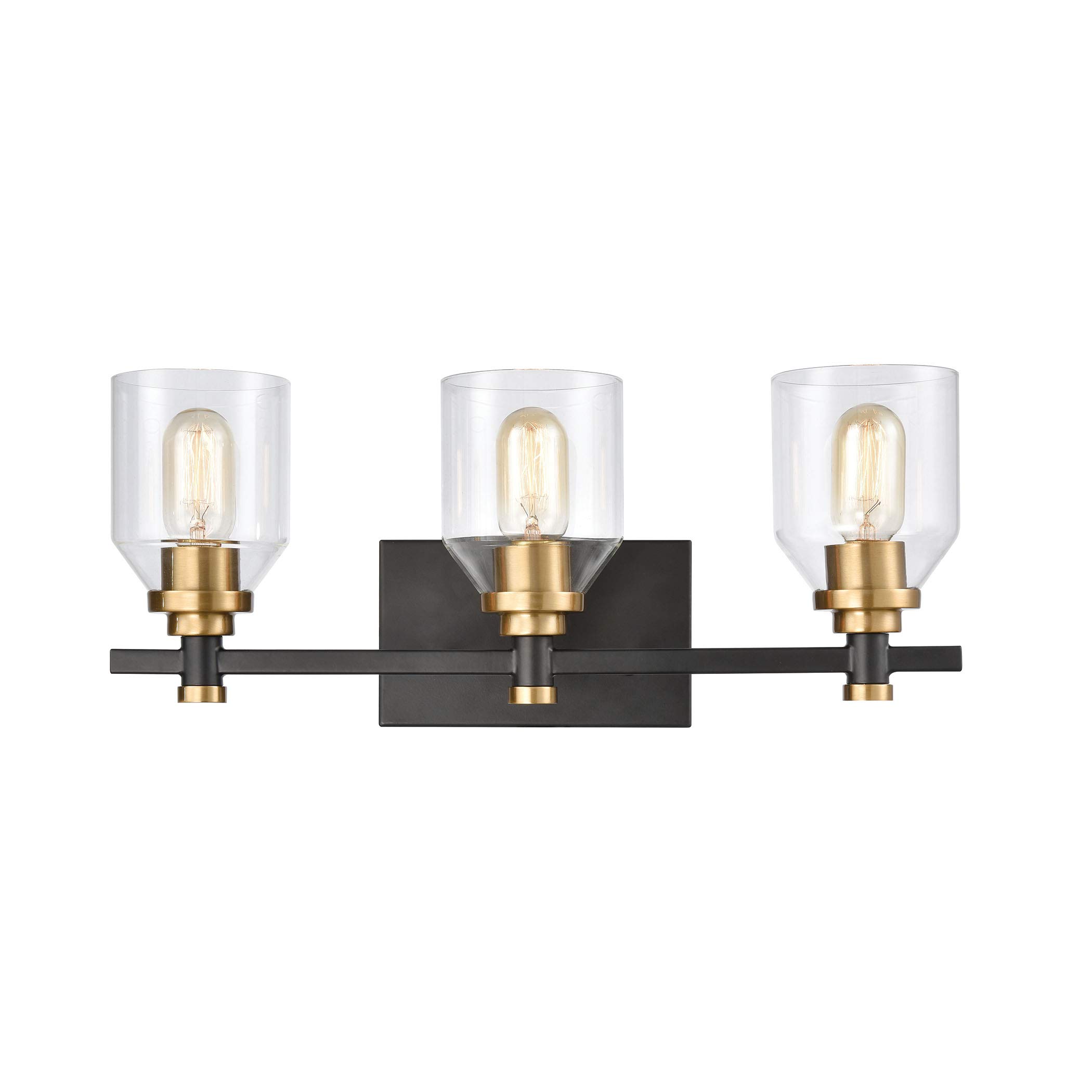 Cambria 3-Light Matte Black Bathroom Vanity Light with Clear Glass Shades - Perfect for Modern Bathroom, Powder Room & Dressing Room Lighting