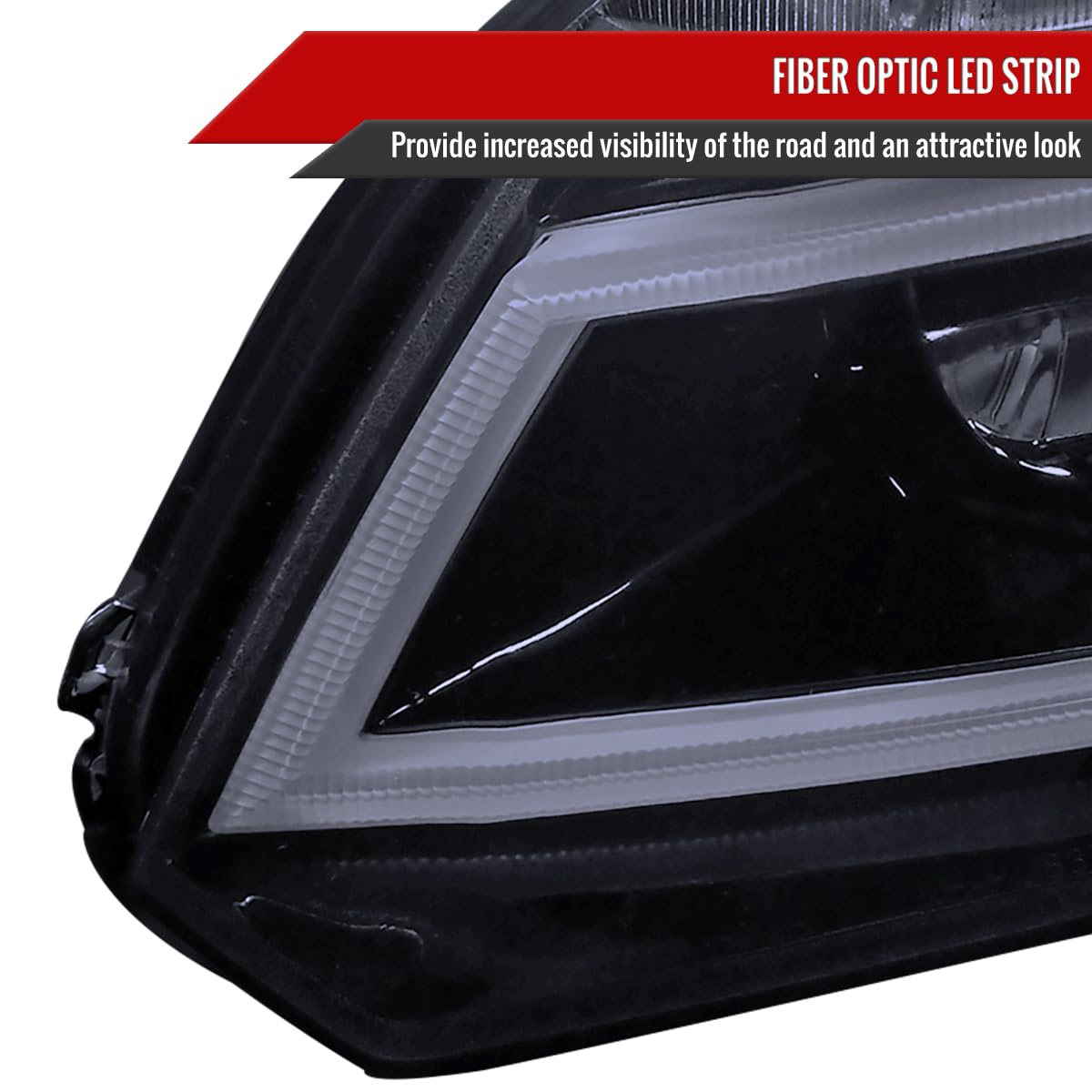 Glossy Black Smoke Projector Headlights with LED Bar for 2012-2015 Honda Civic - Upgrade Your Night Driving & Style (Perfect for Street Racing, Car Shows, and Night Commutes)