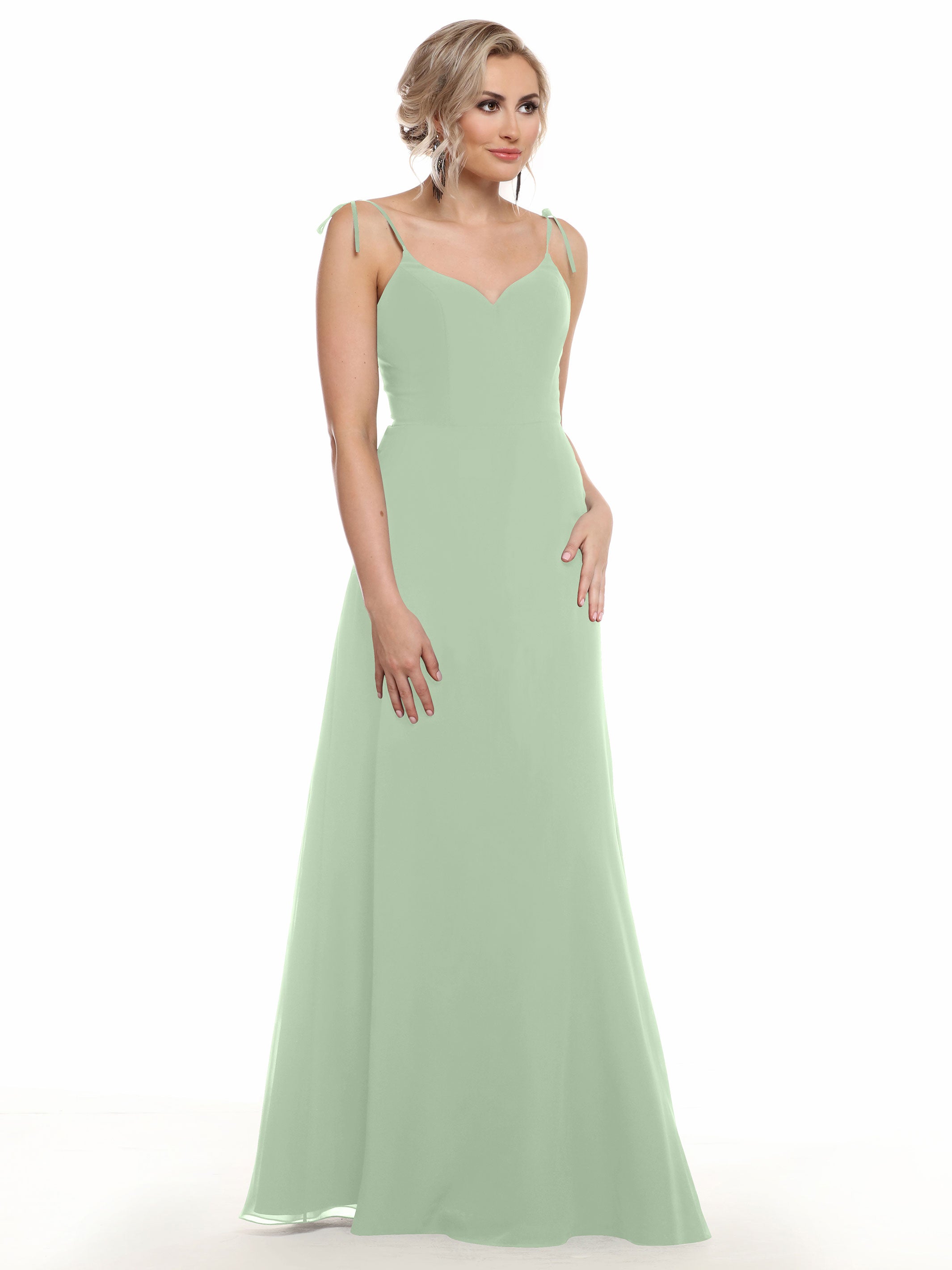 Elegant 80144 Chiffon A-Line Bridesmaid Dress with V-Neck & Spaghetti Straps - Perfect for Weddings, Formal Events & Special Occasions