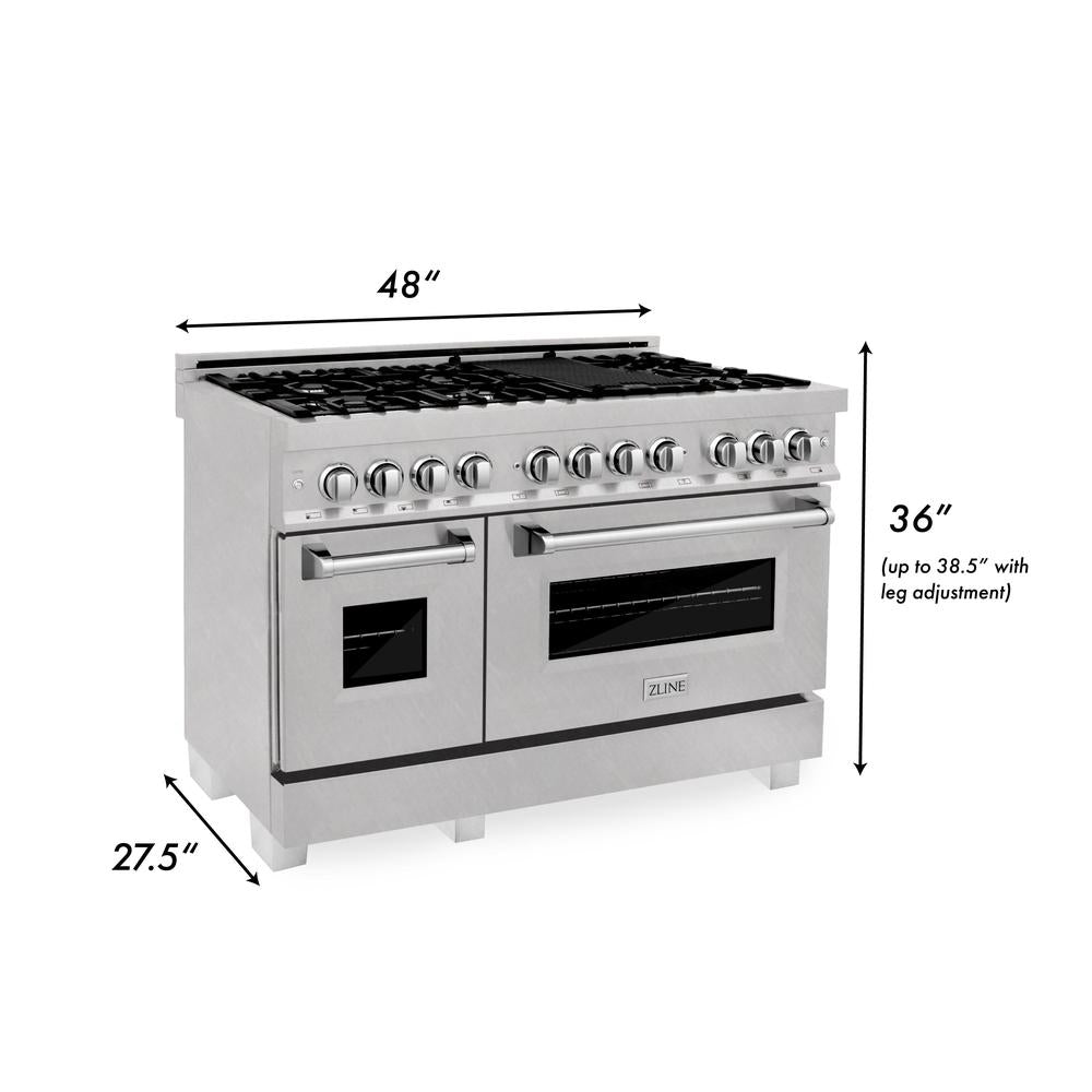 ZLINE 48 Inch Professional Kitchen Package - Stainless Steel Dual Fuel Range & Convertible Vent Hood | Perfect for Home Chefs & Modern Kitchens