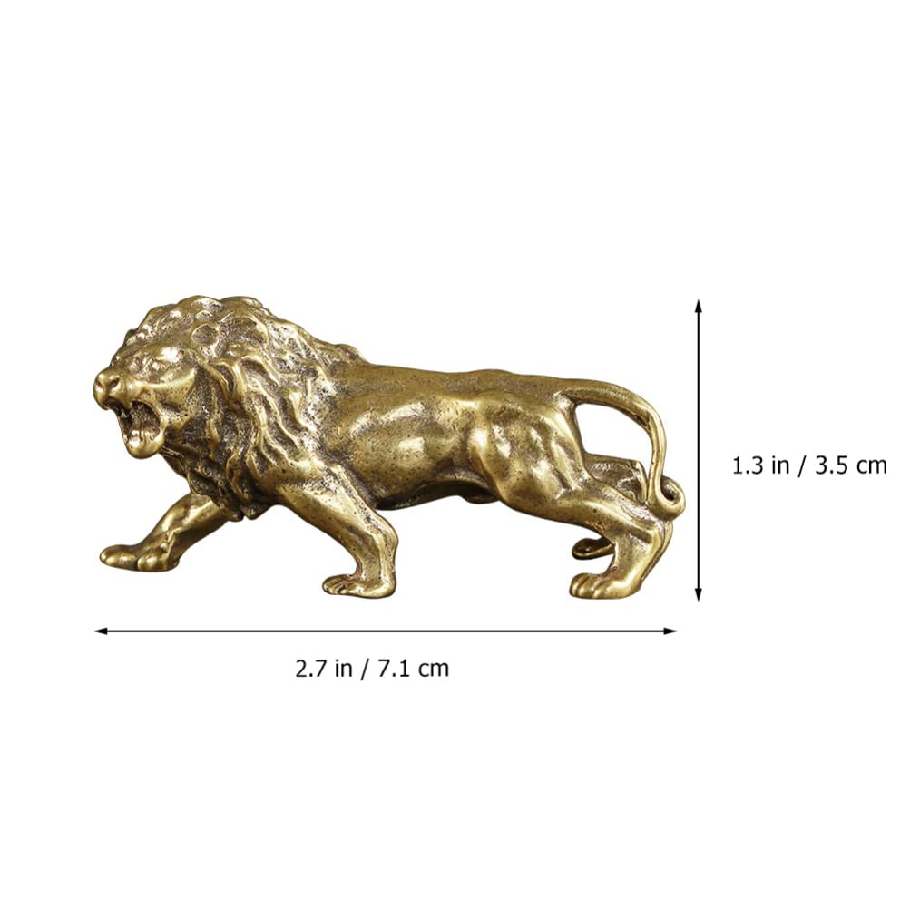 Baluue Handmade Copper Feng Shui Lion Statue - Chinese Home Decor, Housewarming Gift, Money Attracting Ornament for Living Room, Office & Car Interior Decoration