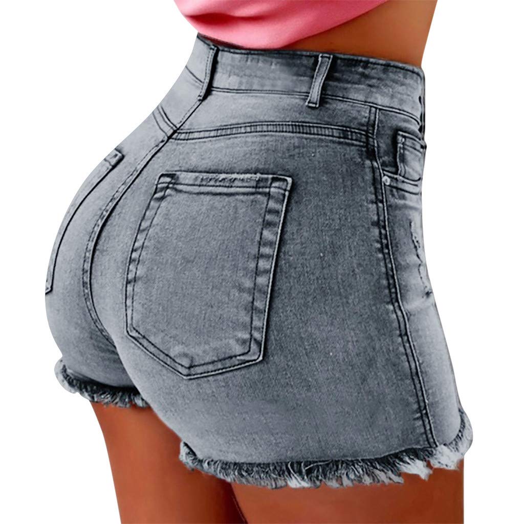 Women's High Waisted Distressed Denim Shorts - Stretch Slim Fit Ripped Jean Shorts for Summer | Casual Wear, Beach Outfits, Street Style