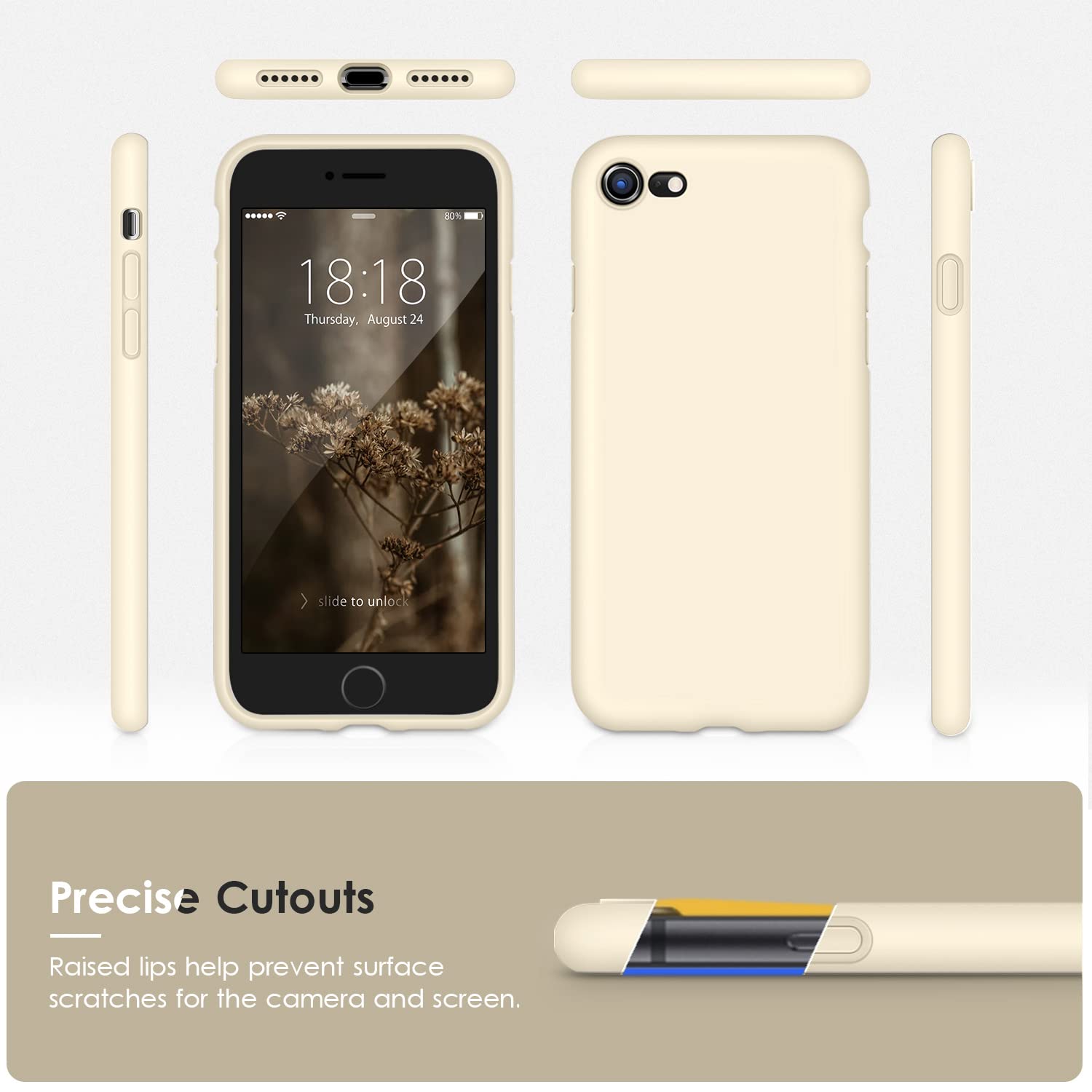 VIKESI Liquid Silicone Phone Case for iPhone SE 2022/2020, iPhone 8 & iPhone 7 (4.7 Inch) - Ultra Soft Protective Cover for Women, Girls & Boys - Stylish Milk White Design - Perfect for Daily Use, Work & Travel