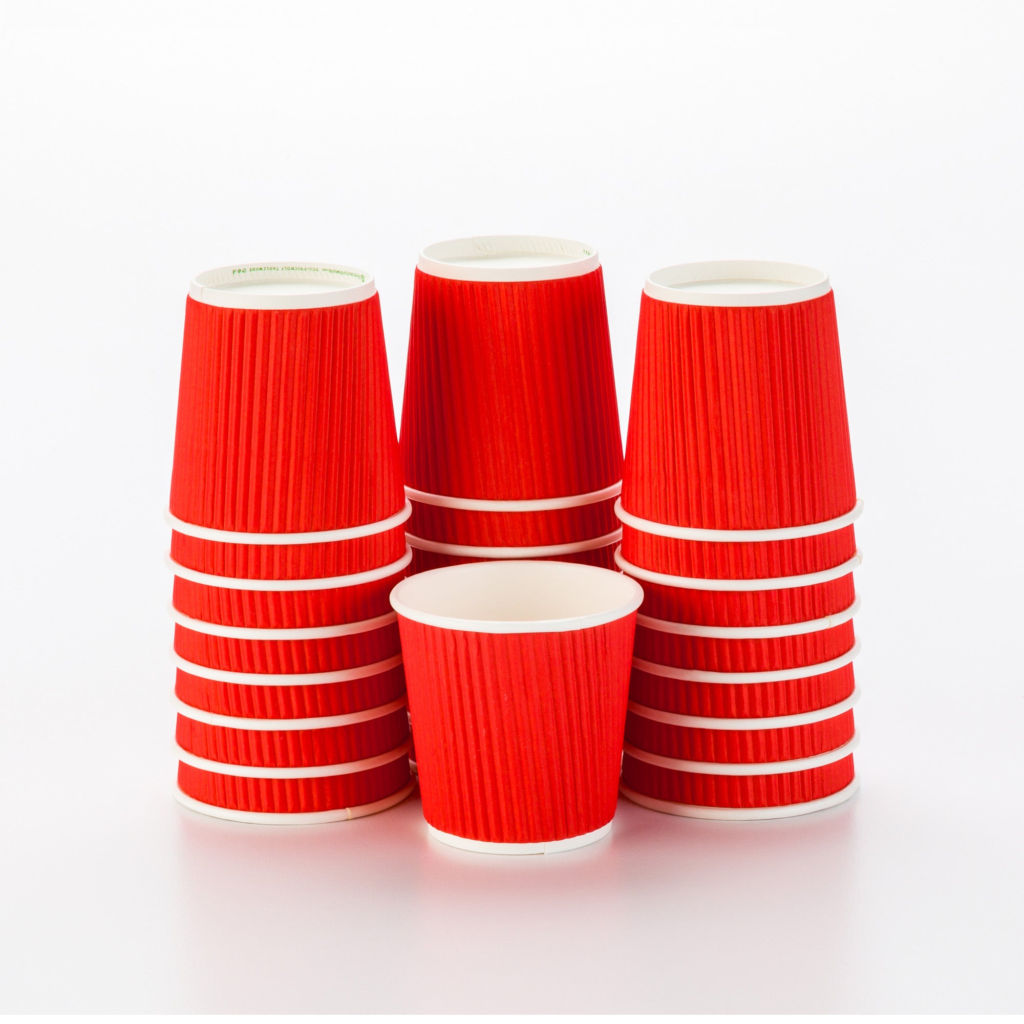 4 oz Red Paper Coffee Cups with Ripple Wall - 2.5