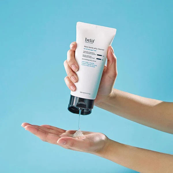belif Aqua Bomb Jelly Cleanser 160ml - Hydrating Facial Cleanser for Dry & Sensitive Skin | Gentle Daily Face Wash with Moisturizing Properties | Perfect for Morning & Night Skincare Routine
