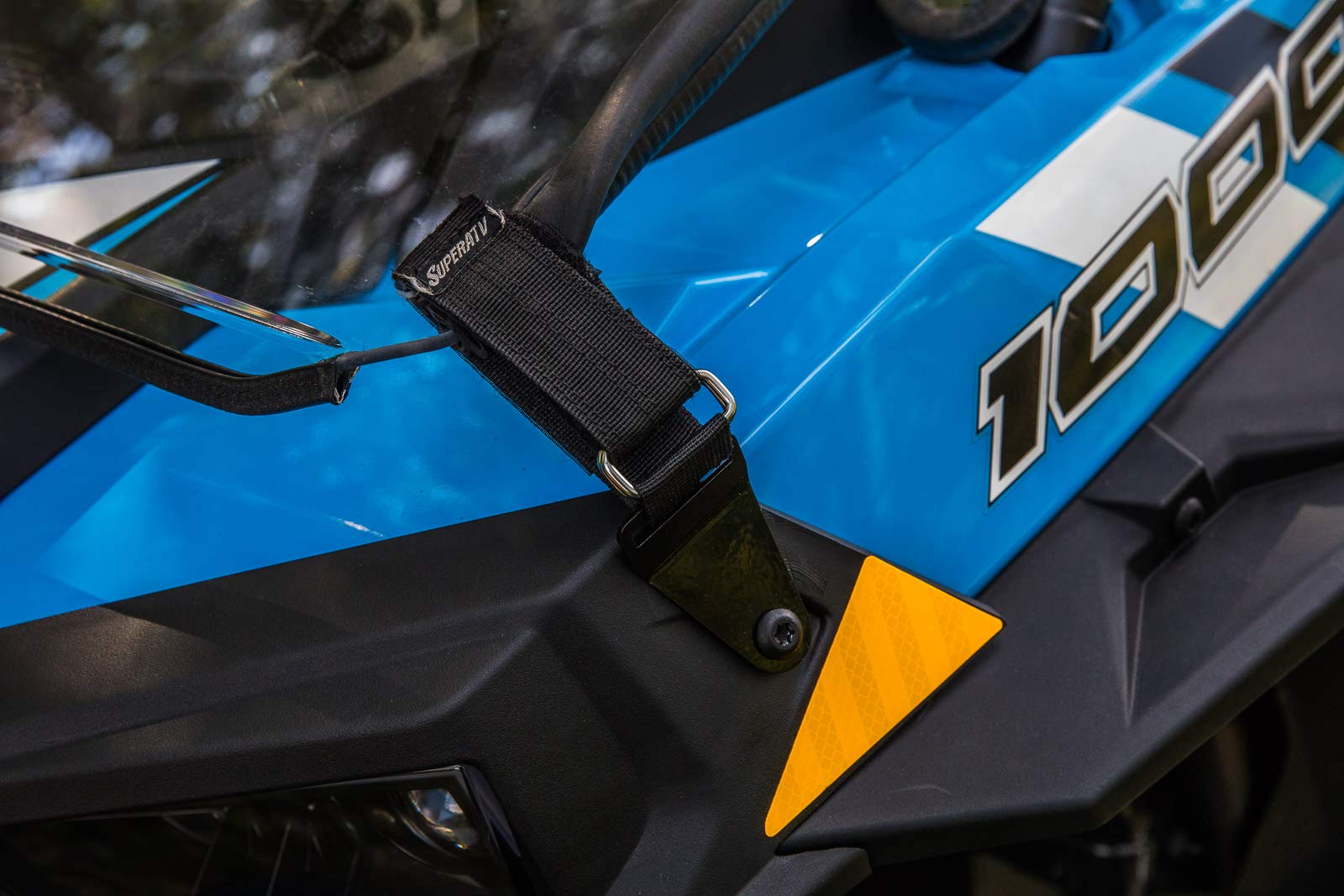 SuperATV Scratch-Resistant Flip Down Windshield for Polaris RZR XP / XP 4 Turbo (2019+) - 1/4 Inch Polycarbonate with XR Optic Hard Coating - Convertible Half/Full Windshield - Made in USA - Perfect for Off-Roading, Trail Riding & Winter Protection
