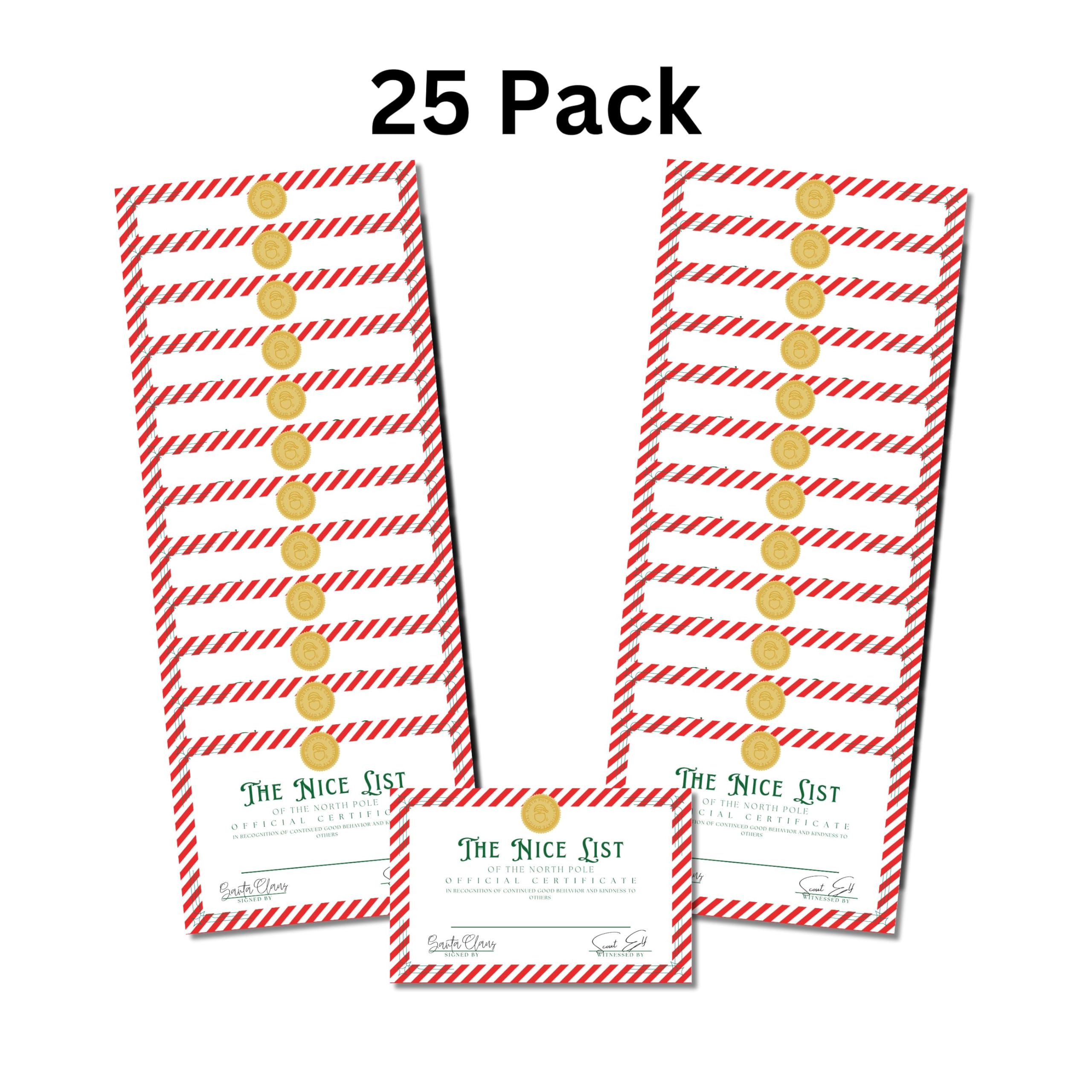Official Nice List Certificate - 25 Pack | 5.5