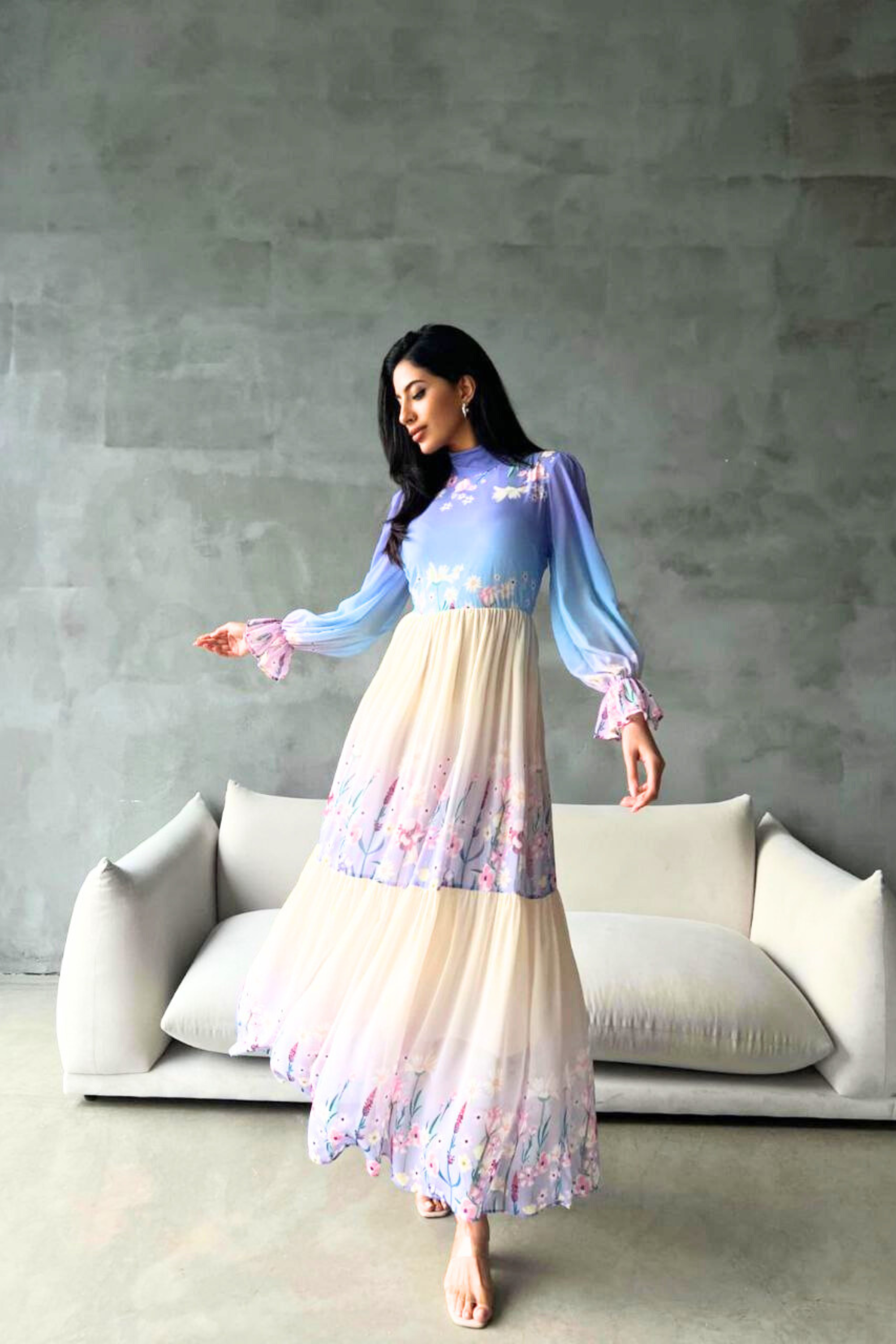 Elegant Floral Print Long Sleeve Maxi Dress for Women | Perfect for Garden Parties, Weddings & Spring Occasions
