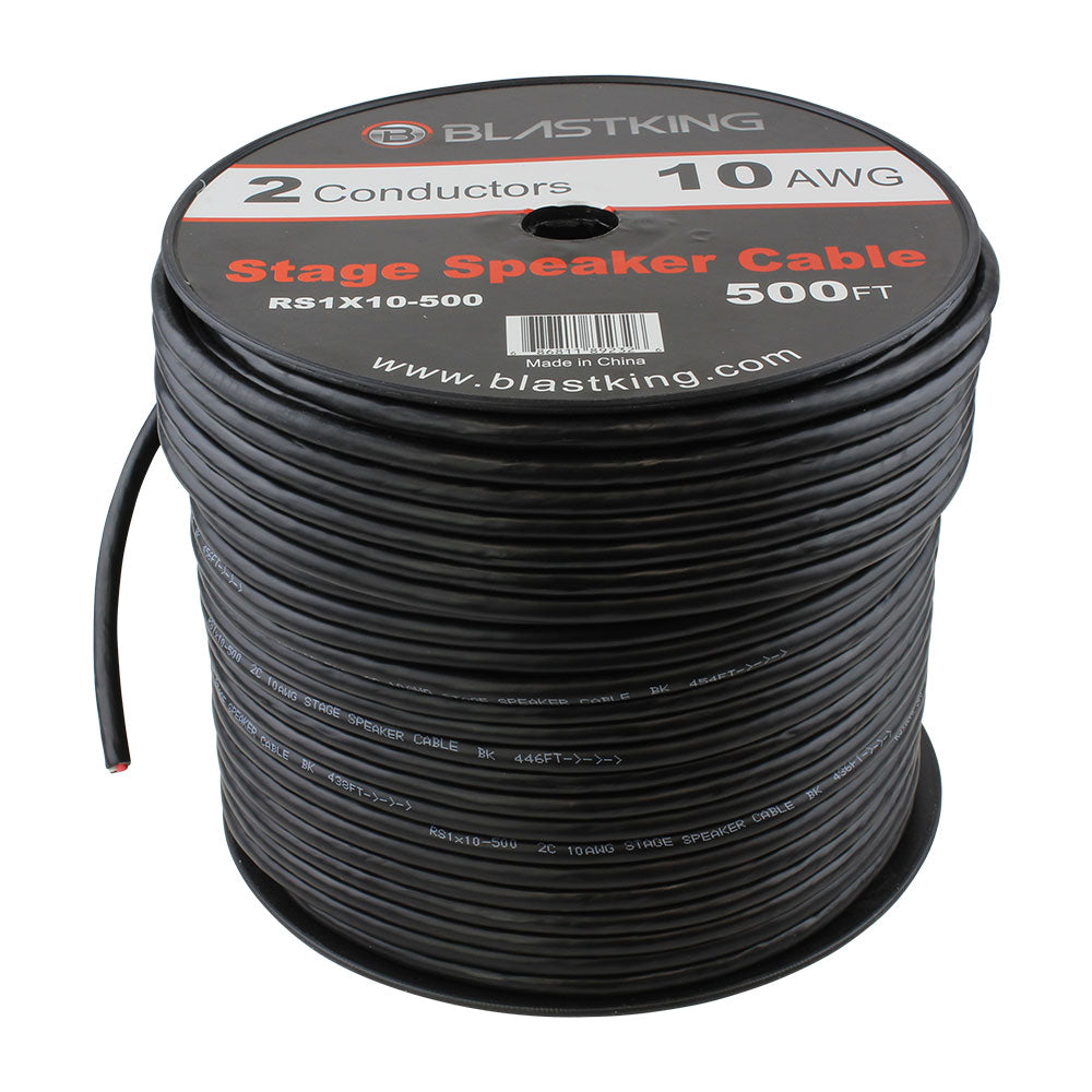 Blastking RS1X10 500 10 AWG 2 Conductor Speaker Cable 500 Ft - High Performance Audio Cable for Home Theater, Studio, and Live Sound Systems