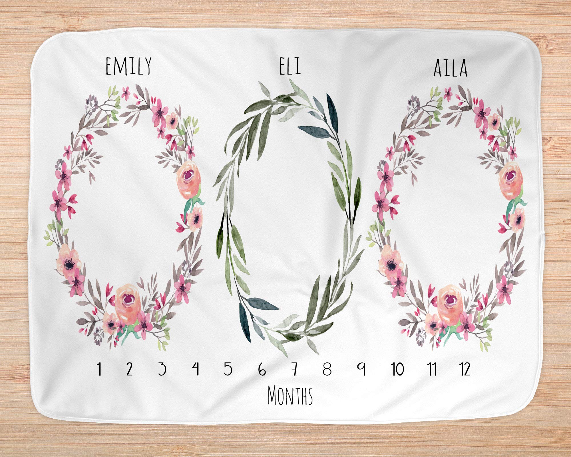 Personalized Triplet Baby Blanket - Custom Boy Girl Triplet Blanket Gift | Milestone Blanket for Triplets | Watch Me Grow Baby Blanket | Perfect for Newborn Gifts, Nursery Decor & Family Keepsakes