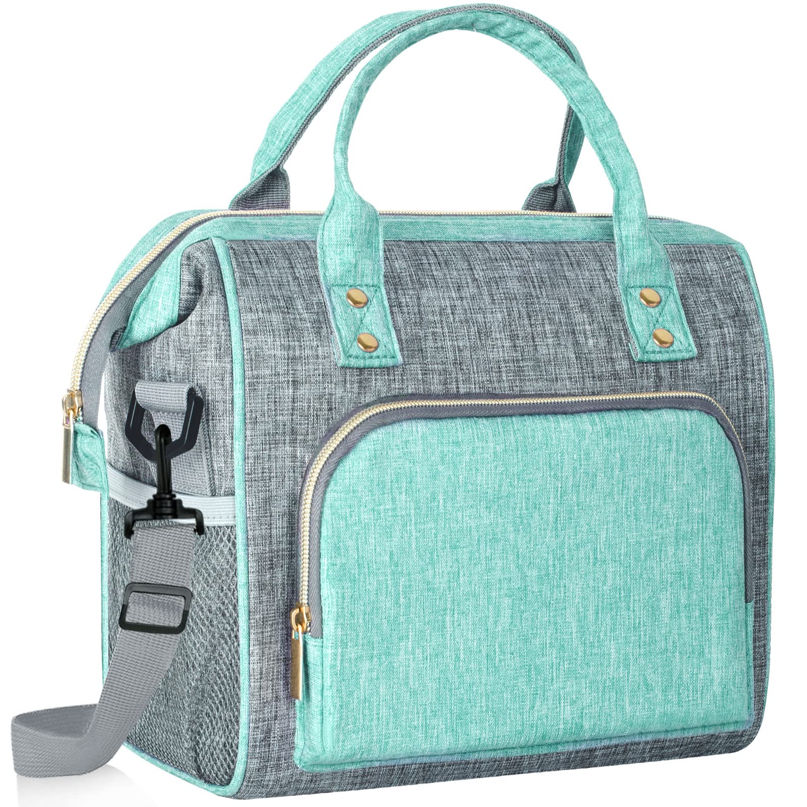 IDEATECH Insulated Lunch Bag for Women - Leakproof Large Lunch Box with Adjustable Strap, Reusable Cooler Tote for Work, School & Picnics - Perfect Gift for Women & Moms (Green)