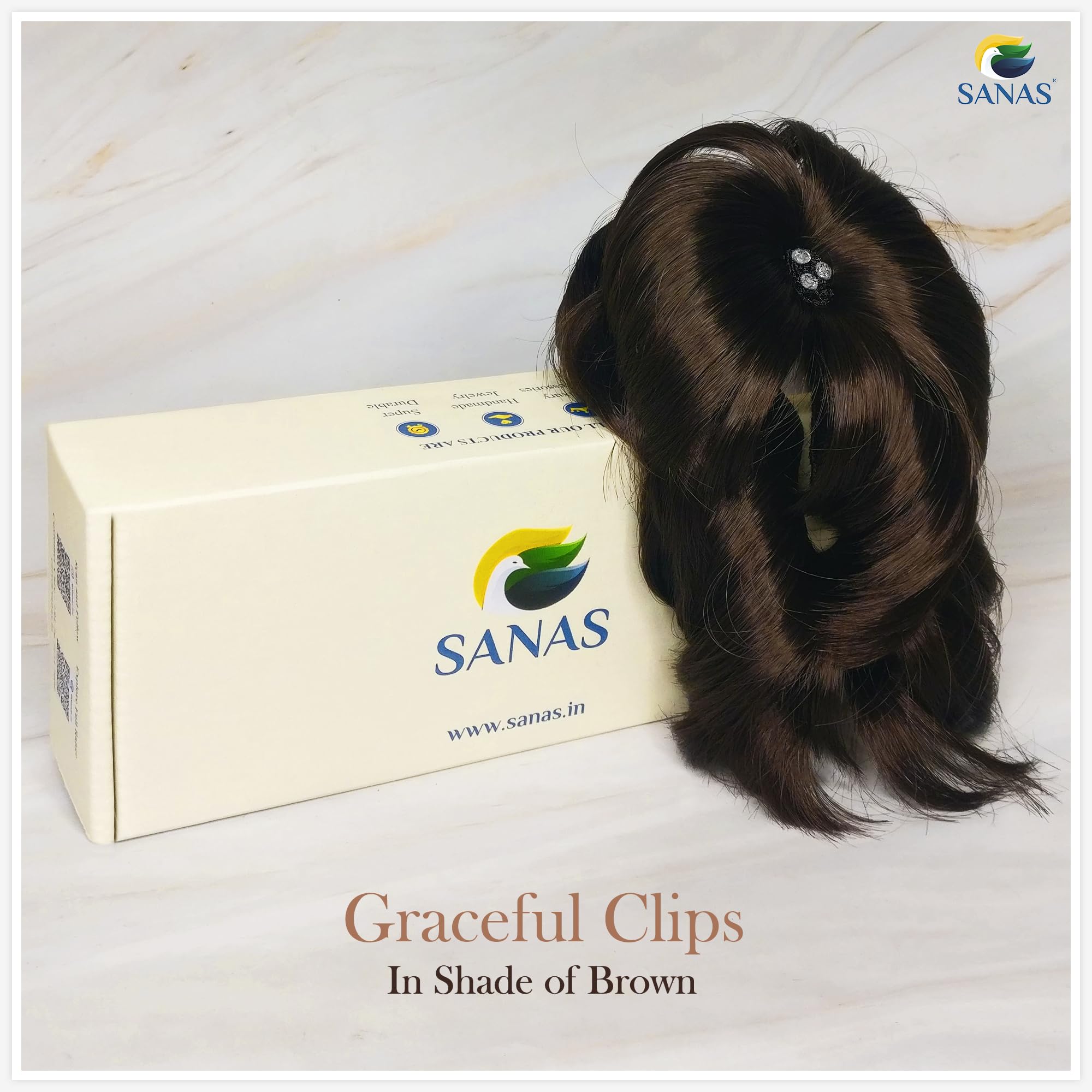 1PC Brown Synthetic Hair Extensions & Hair Bun for Women - Clip-in Faux Bun Wig for Updos, Ponytails & Special Occasions