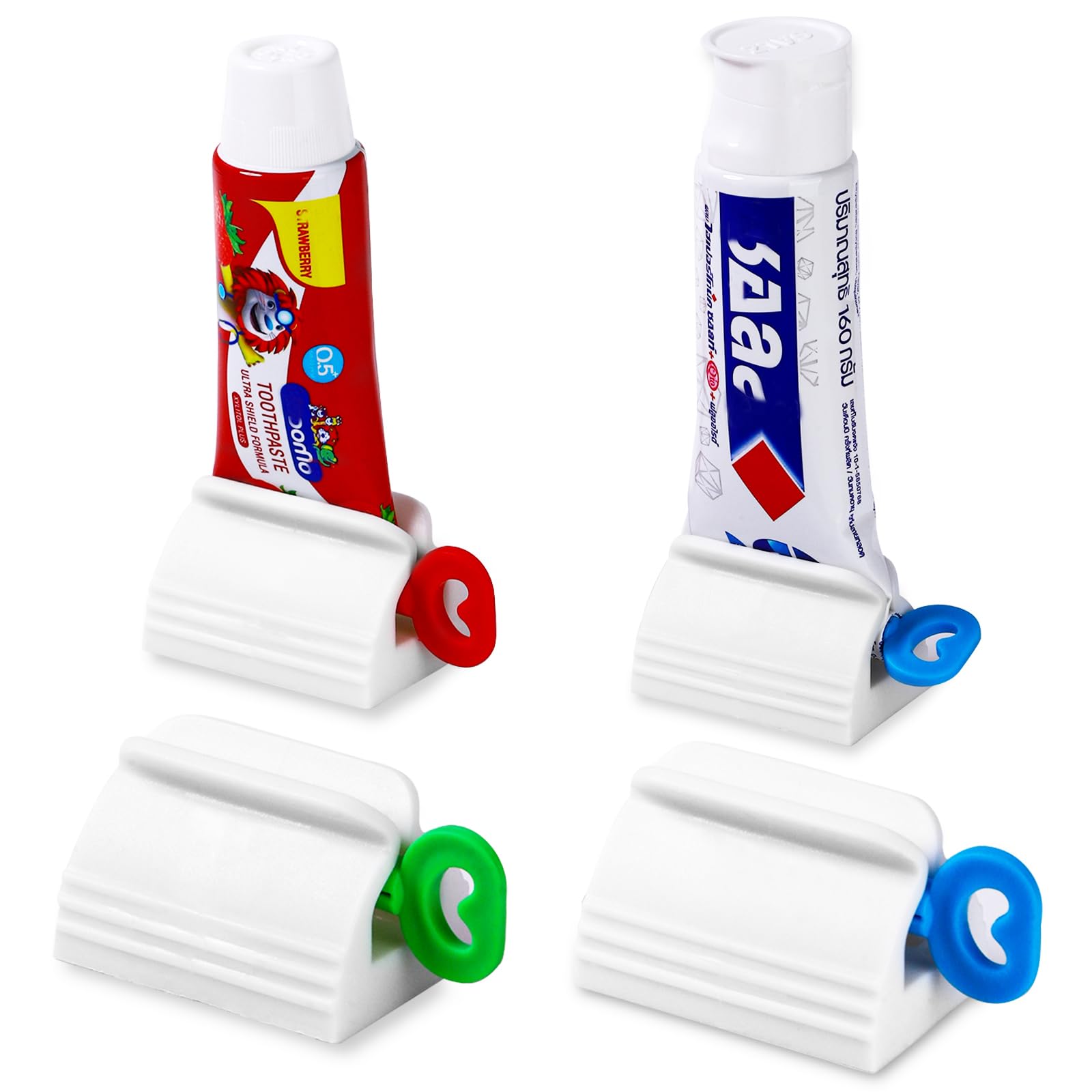 4-Pack Toothpaste Tube Squeezer & Roller - Space-Saving Dispenser for Tidy Bathroom Organization - Perfect for Travel, Home, and RV Use
