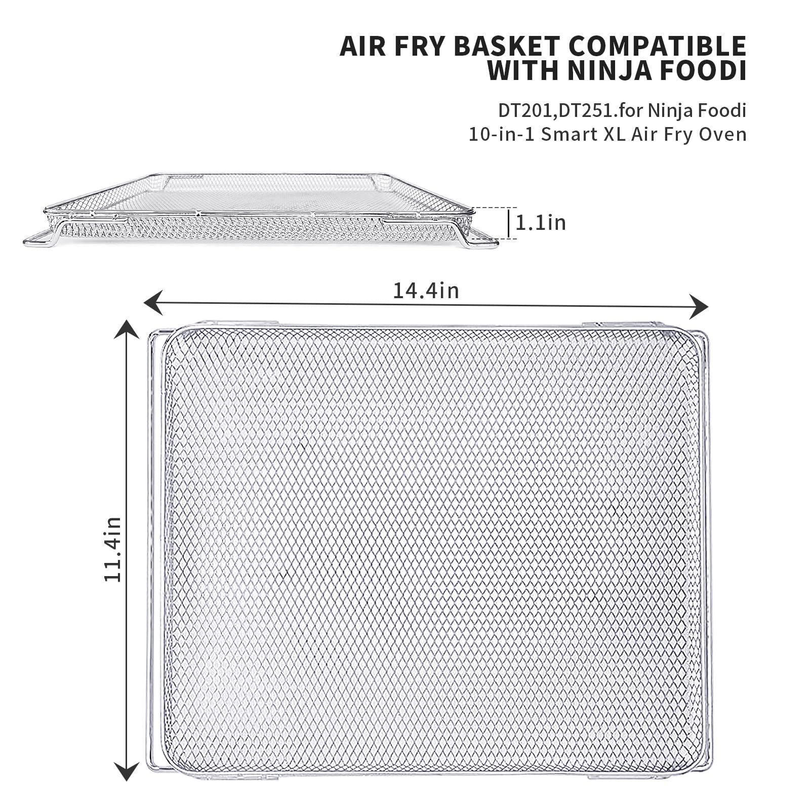 Stainless Steel Replacement Air Fryer Basket for Ninja Foodi DT251 DT201 Series - Compatible with Ninja Foodi 10-in-1 Smart XL Air Fry Oven - Perfect for Healthy Cooking, Crispy Snacks & Family Meals
