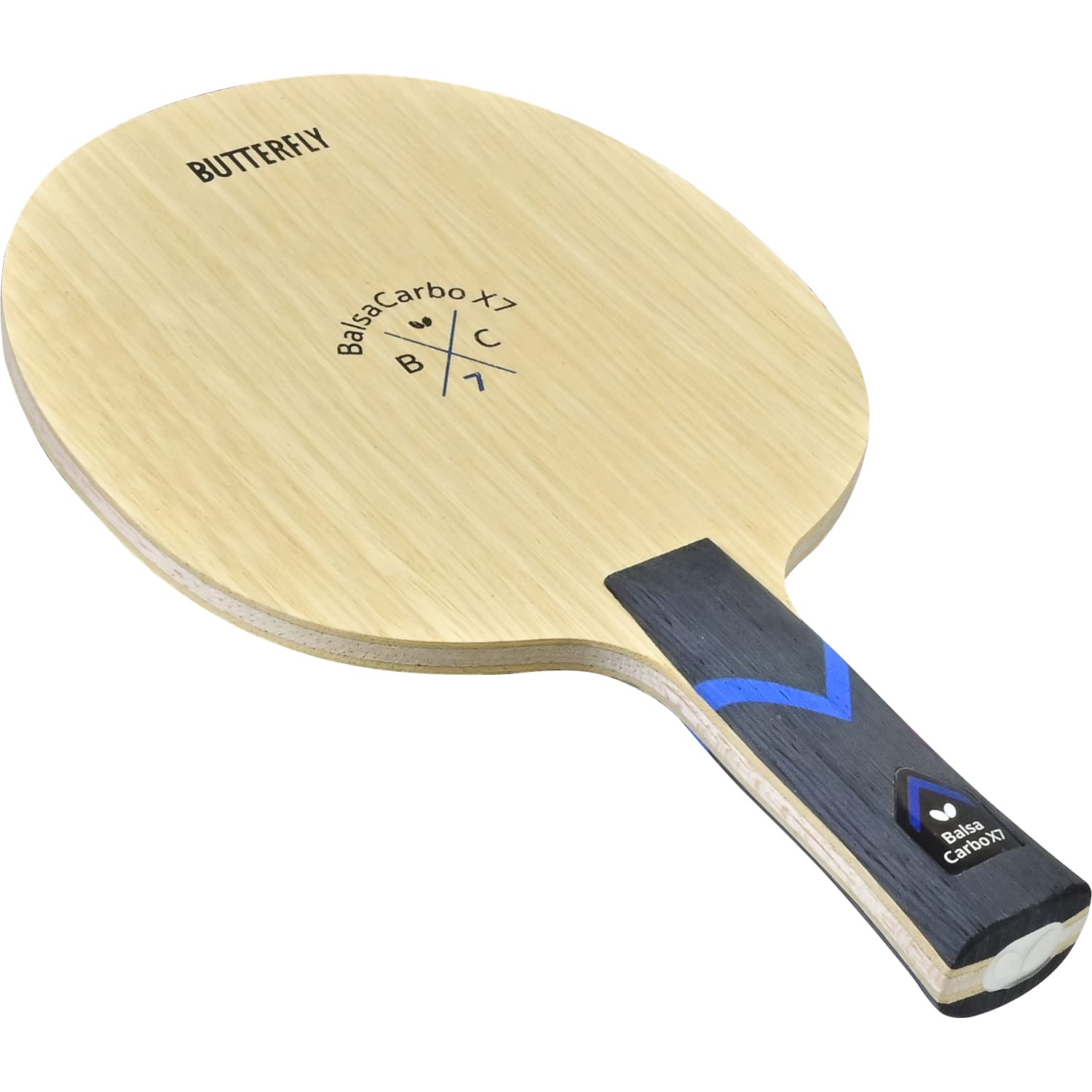 Butterfly BalsaCarbo X7 22 Table Tennis Racket - Professional 5 Wood & 2 Carbon Ply Balsa Blade for Competitive Play - Choose FL or ST Handle Styles - Perfect for Tournament Training & Advanced Players