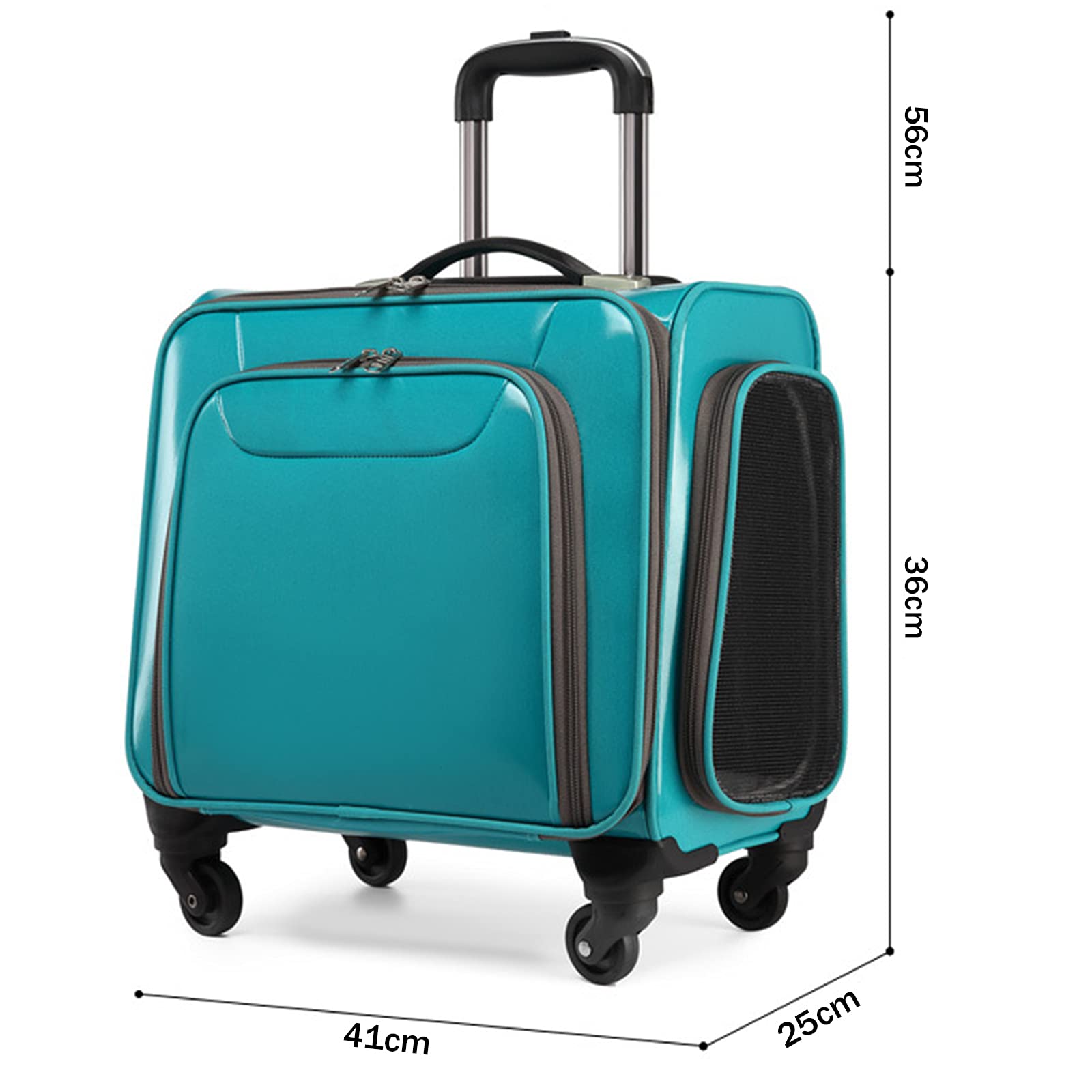 Expandable Pet Rolling Travel Carrier with Wheels - Soft Sided Pet Stroller Bag for Dogs & Cats - Breathable Mesh Ventilation Windows & Telescopic Handle - Perfect for Air Travel, Road Trips & Vet Visits