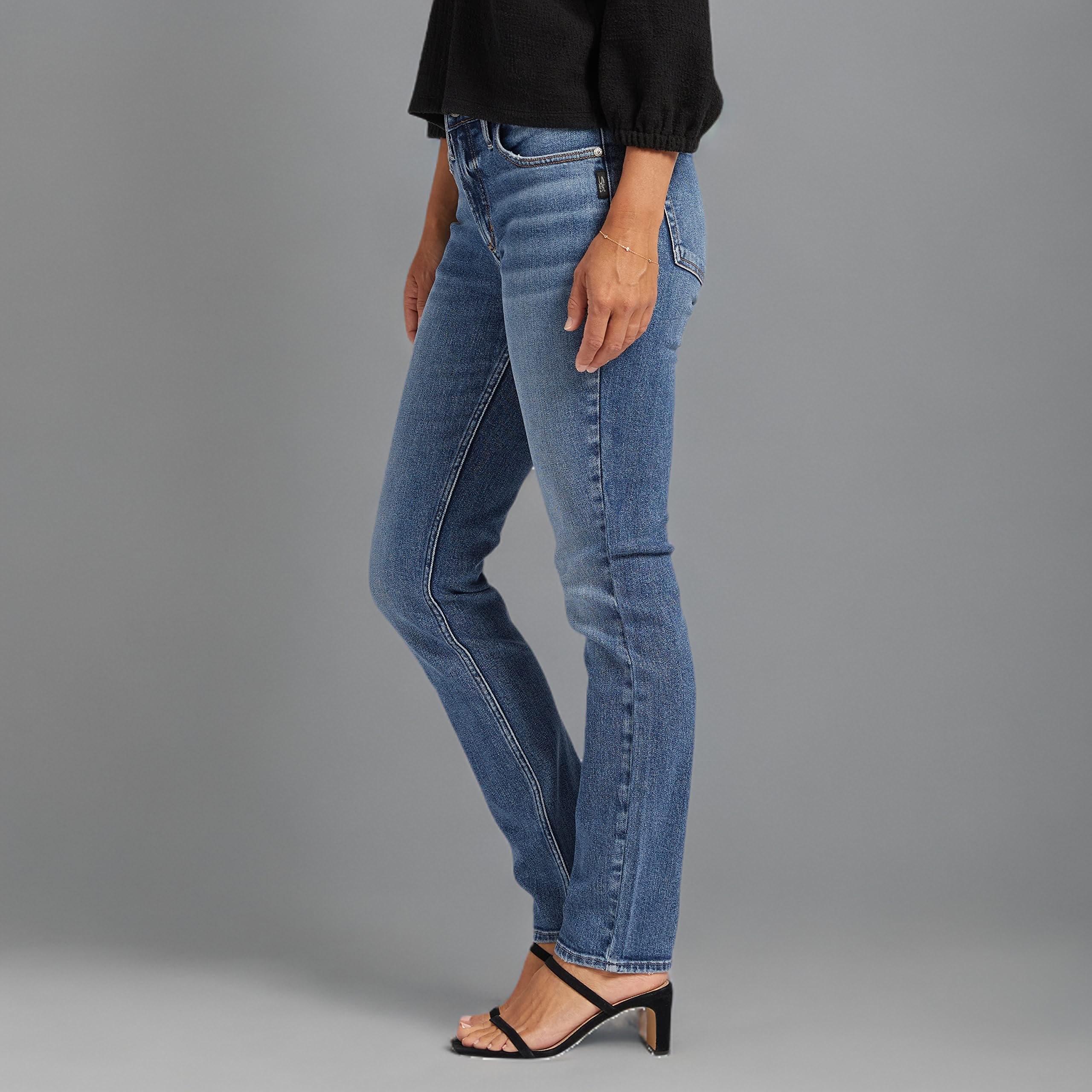 Silver Jeans Co. Women's Most Wanted Mid Rise Straight Leg Jeans - Legacy Wash | Comfortable & Stylish Denim Pants for Casual Wear, Work & Everyday Outfits