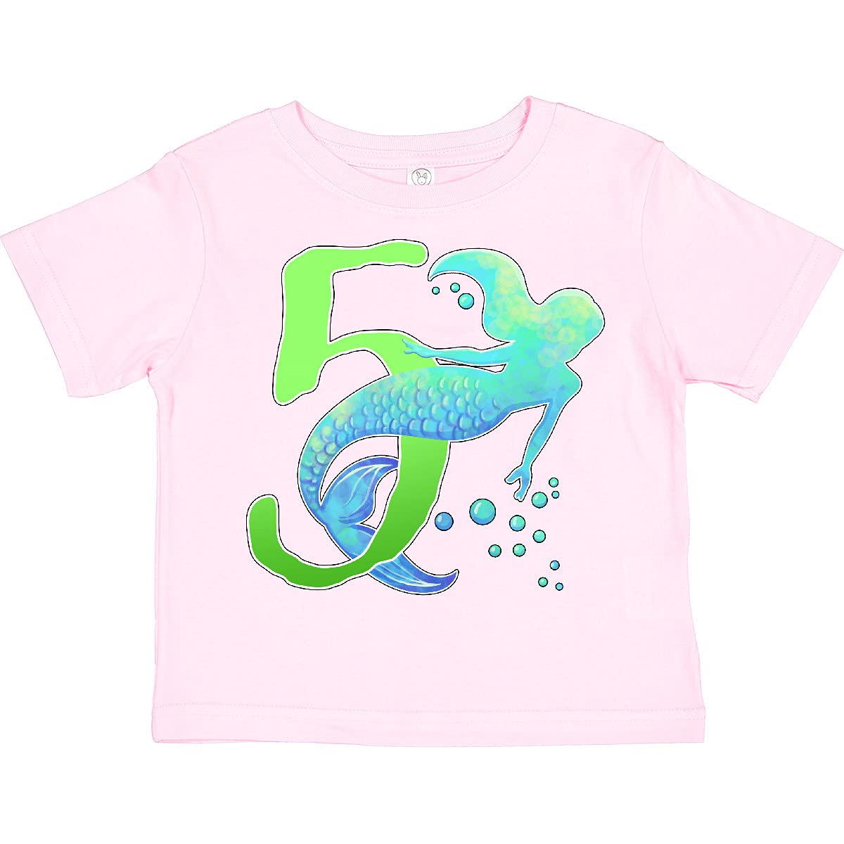 Inktastic Fifth Birthday Mermaid Toddler T-Shirt - Cute Girls' 5th Birthday Outfit for Mermaid Theme Party & Summer Play