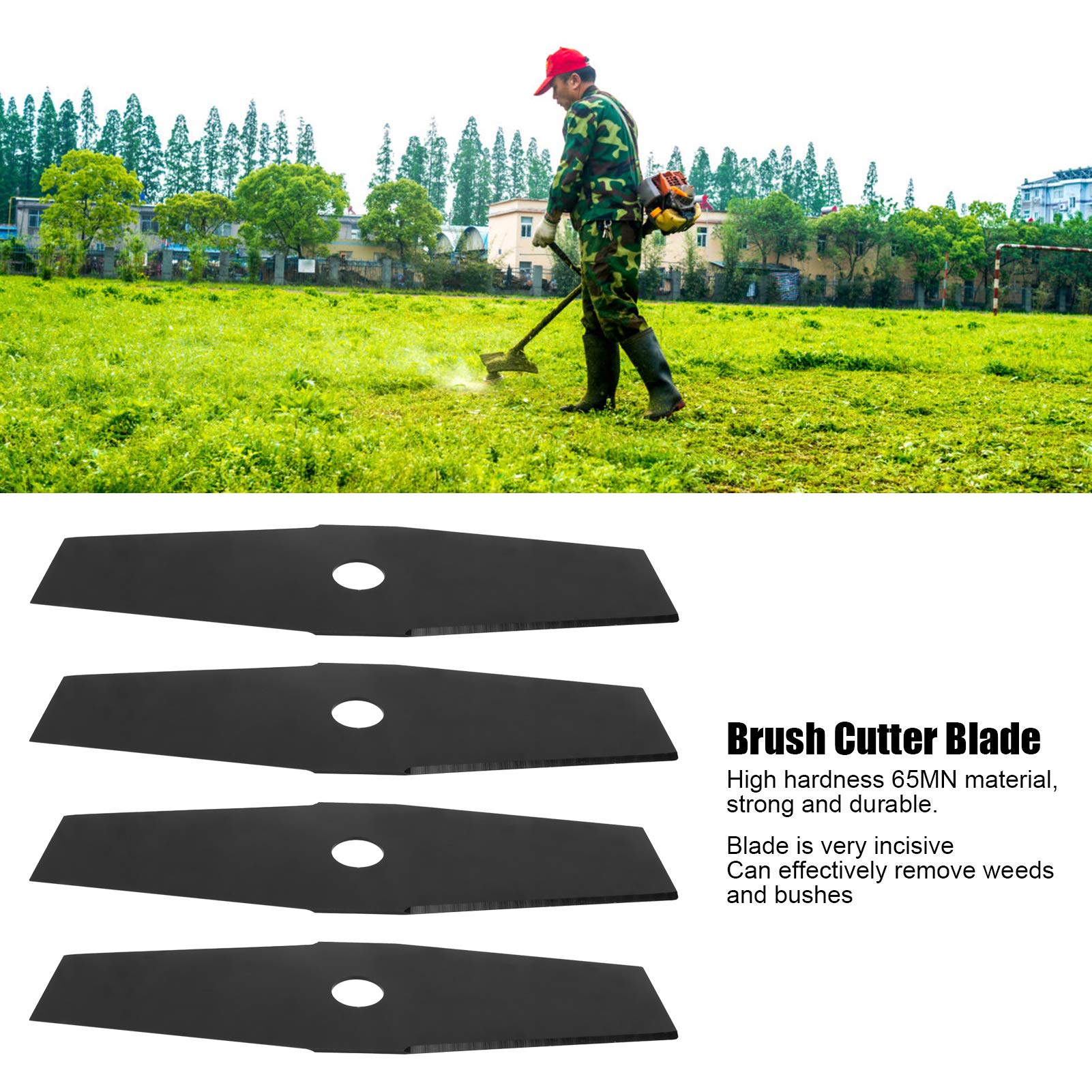 4Pcs 12 Inch Black Lawn Mower Brush Cutter Blades - Heavy Duty Garden Grass Trimmer Saw Replacement Blades for Weed Eater & Mowing Machines - Perfect for Lawn Care, Yard Maintenance & Landscaping