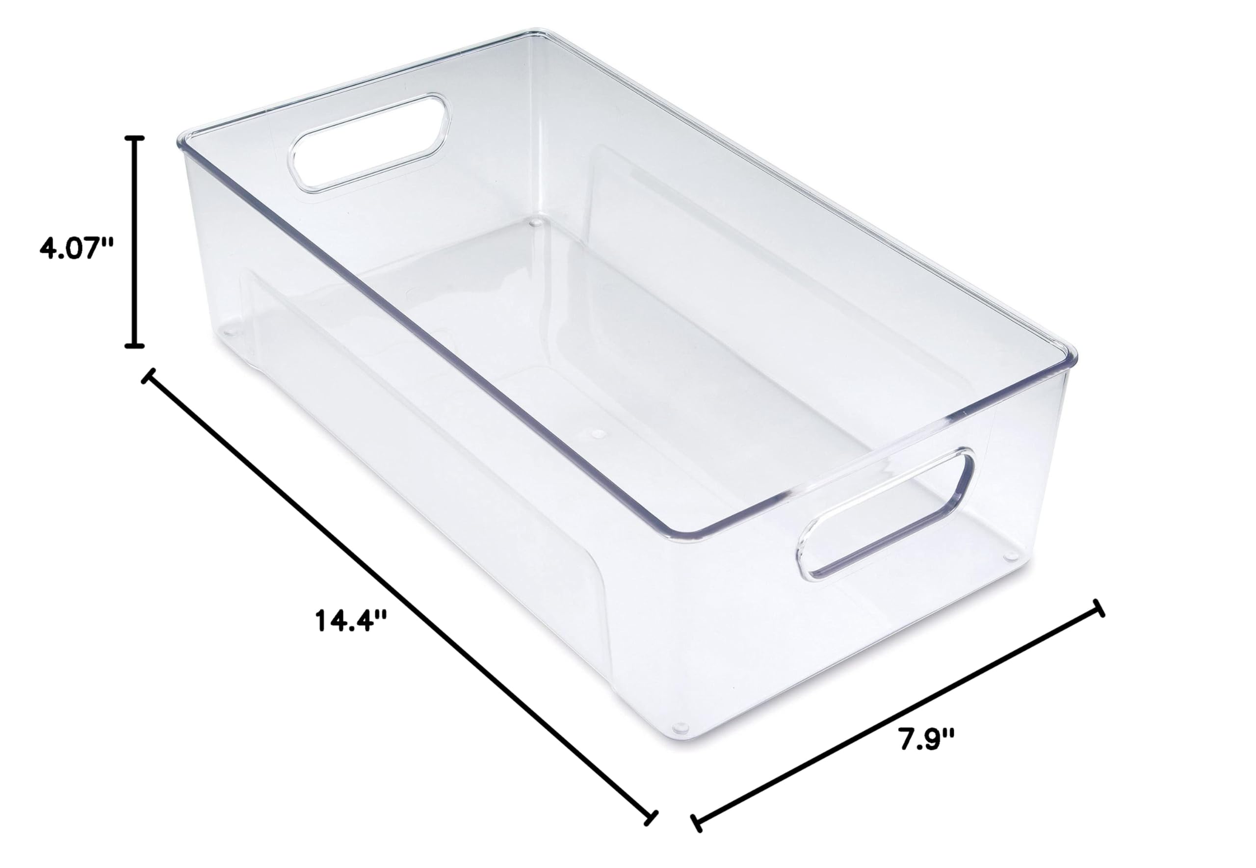 Copco Clear Plastic Storage Bin with Lid - 14.4 x 7.9 x 4.07 Inches - Organizer for Kitchen, Refrigerator, Pantry, Laundry Room & Bathroom - Stackable Food Storage Containers for Home Organization