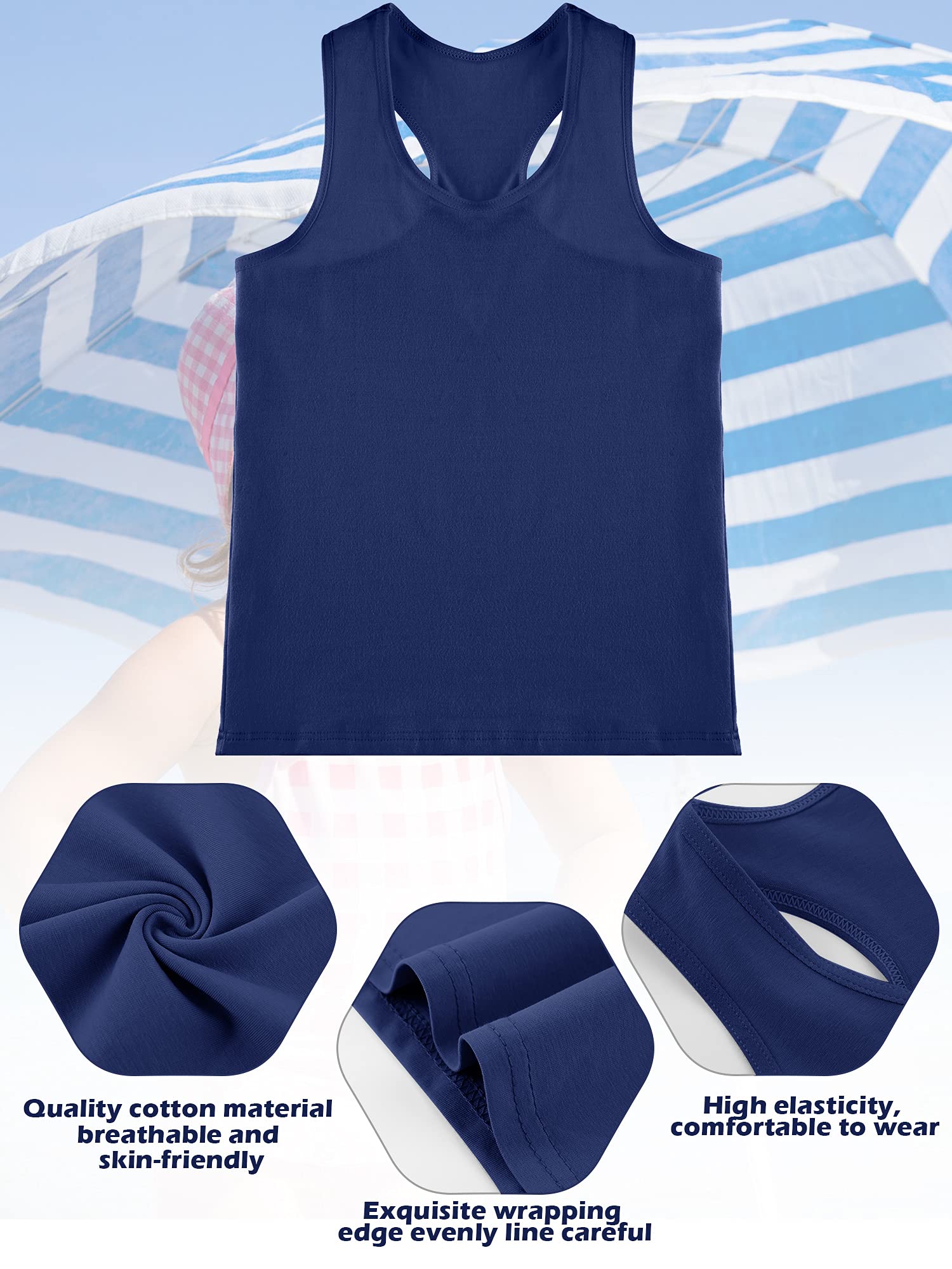 Geyoga 6-Pack Girls Dance Tank Tops - Racerback Crop Tops for Ballet, Gymnastics & Dance | Breathable Sleeveless Performance Wear for Kids & Teens | Perfect for Recitals, Practice & Competitions