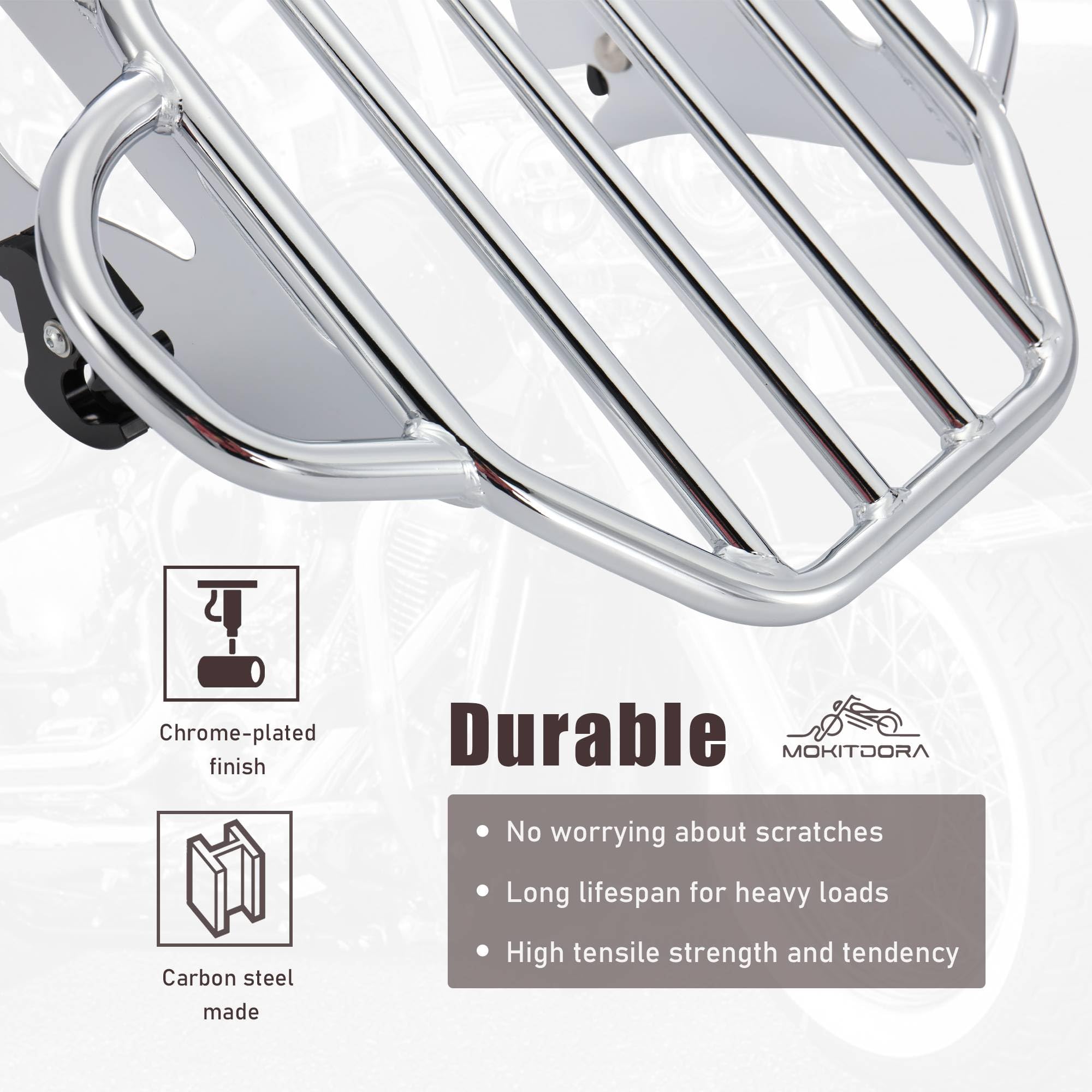 Detachable Two-Up Luggage Rack for Harley Touring Road King Road Glide Street Glide Electra Glide 2009 & Newer Models - Chrome Finish | Perfect for Long-Distance Motorcycle Trips & Touring Accessories