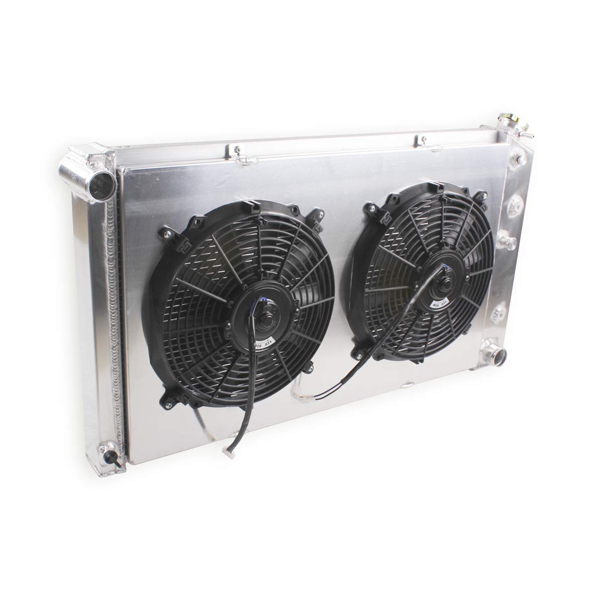 OHOB-COOL 3 Row Aluminum Radiator with Shroud Fan - Compatible with 1968-1973 Chevy Chevelle, El Camino 1968-1977, Caprice 1971-1990 & 73-80 Blazer Jimmy (CC161) - High Performance Cooling for Classic Car Restoration & Hot Rod Upgrades