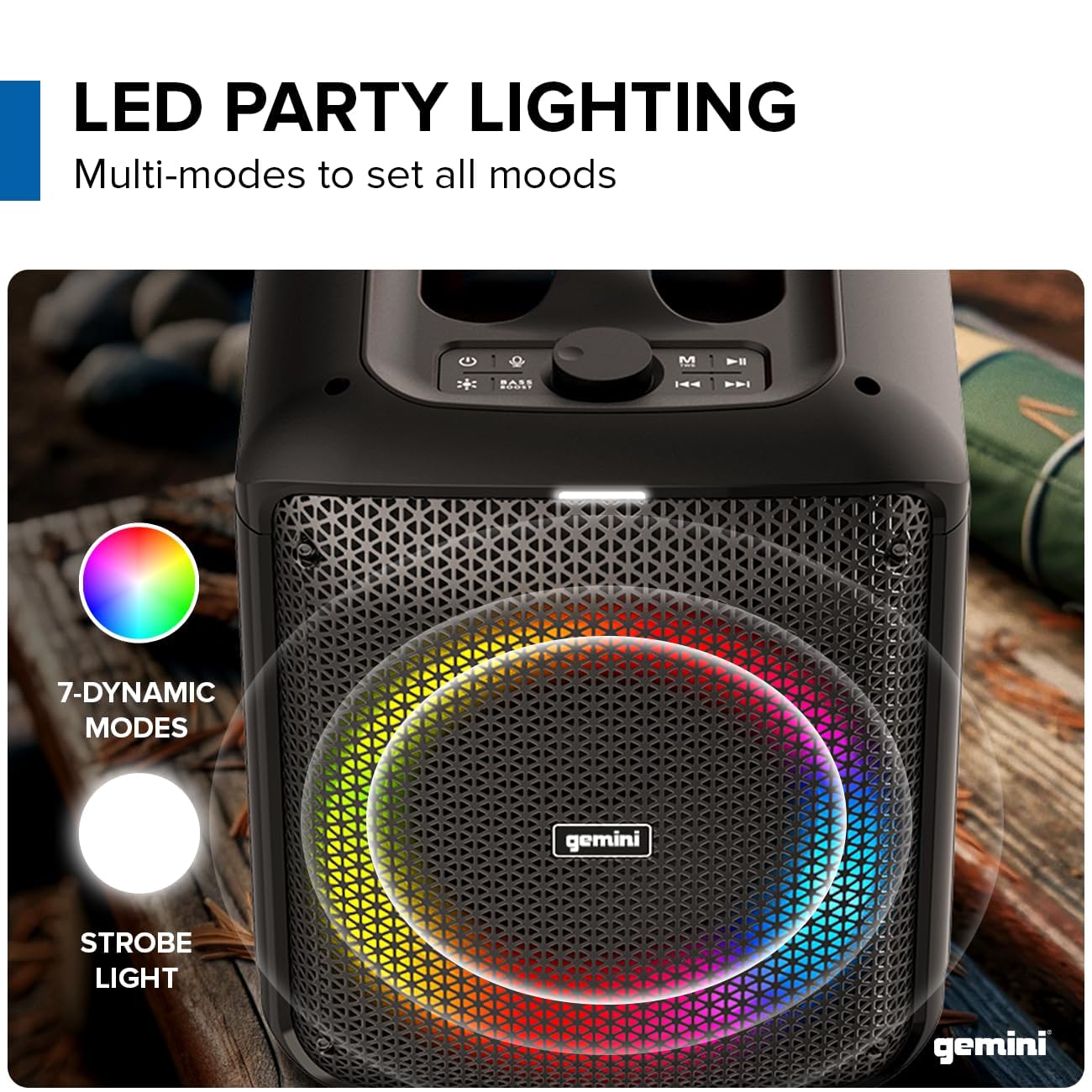 Gemini Sound GGO Series Portable Bluetooth Boombox Speaker - 100W & 200W High Power, LED Party Lights, TWS Pairing, Wireless Mic, Rechargeable Battery with 10-Hour Playtime, USB/Aux Input - Perfect for Outdoor Parties, Beach Gatherings & Home Entertainment