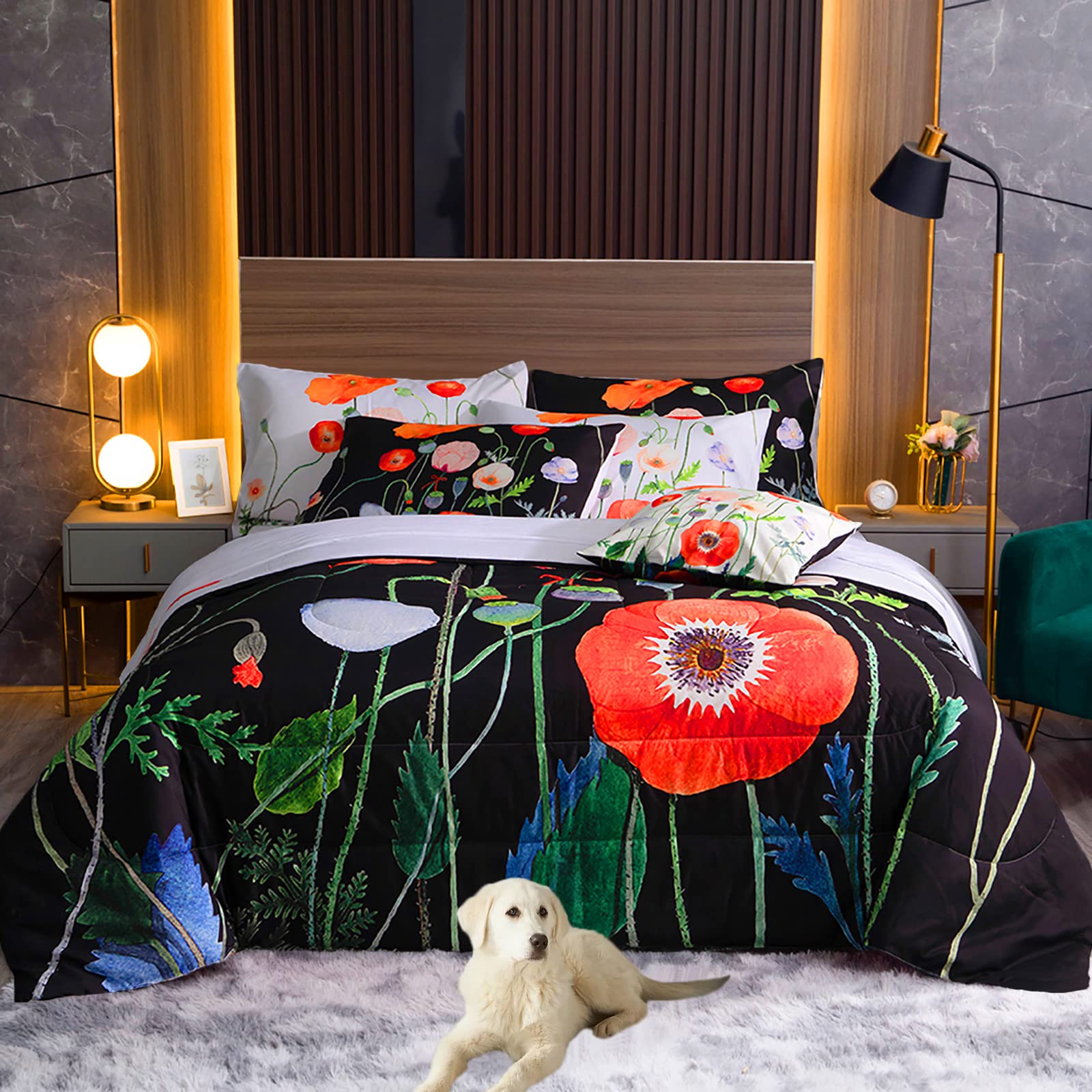 A Dreamy Night with INTOMENG Black Floral Comforter Set