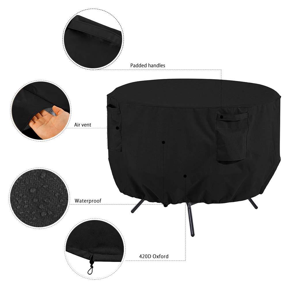 Heavy Duty 420D Waterproof Round Patio Table Cover - 50
