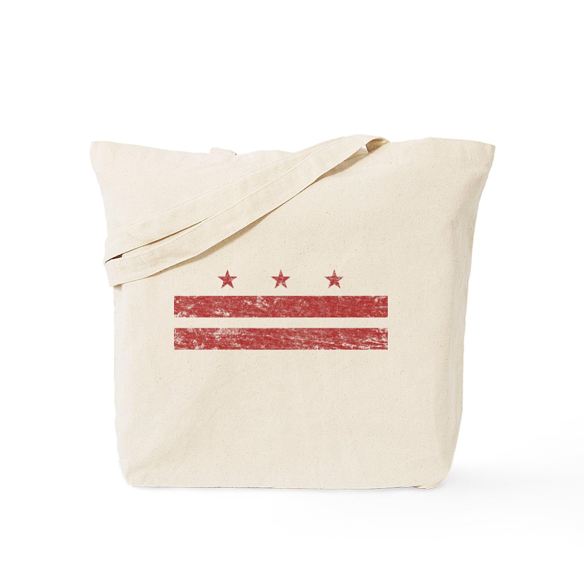 Vintage Washington DC Tote Bag - Natural Canvas Reusable Shopping Bag with Long Handles for Groceries, Beach, Travel & Work Commute