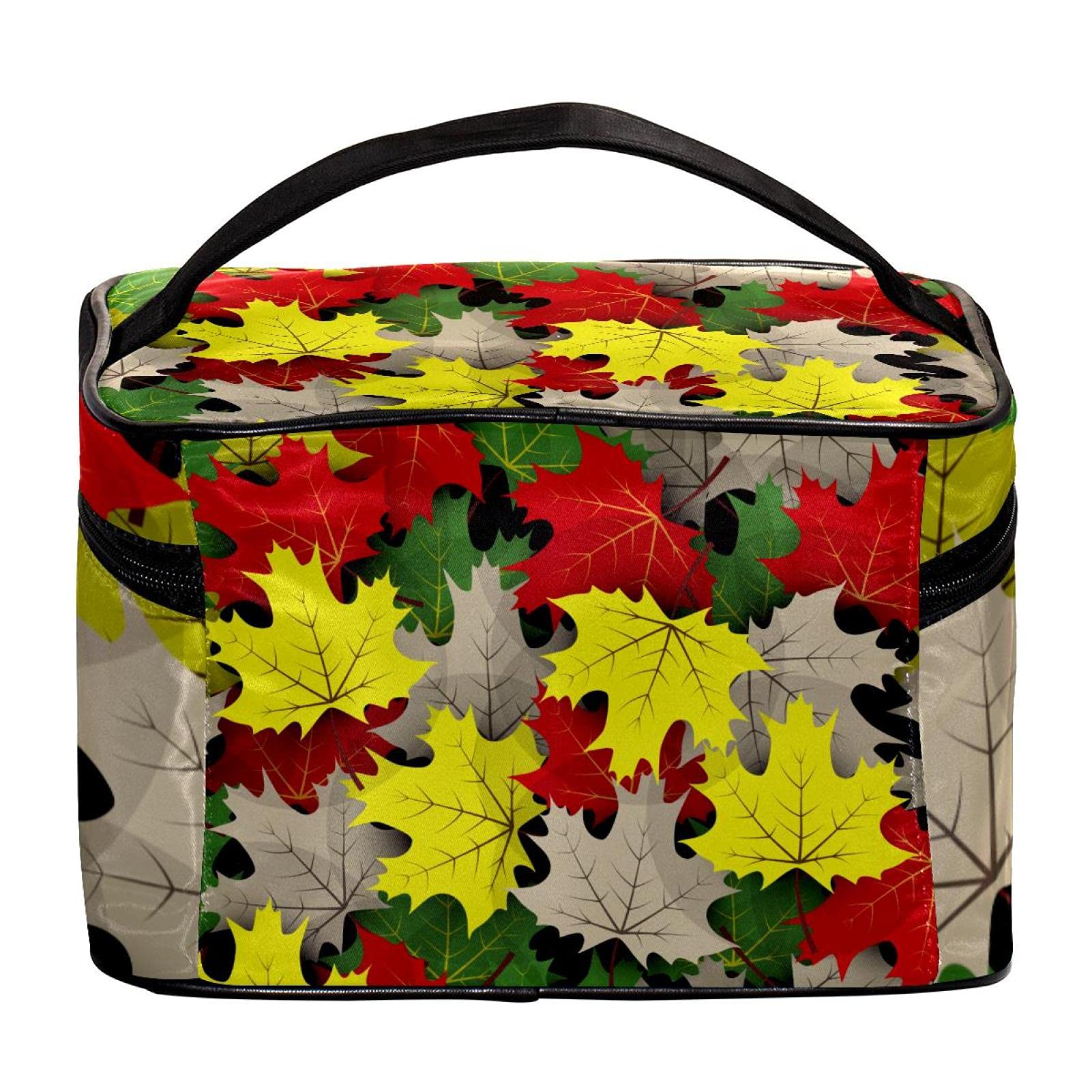 Maple Autumn Leaves Travel Makeup Bag - Large Waterproof Cosmetic Organizer with Zipper for Women & Girls | Perfect for Vacation, Gym, Daily Essentials Storage