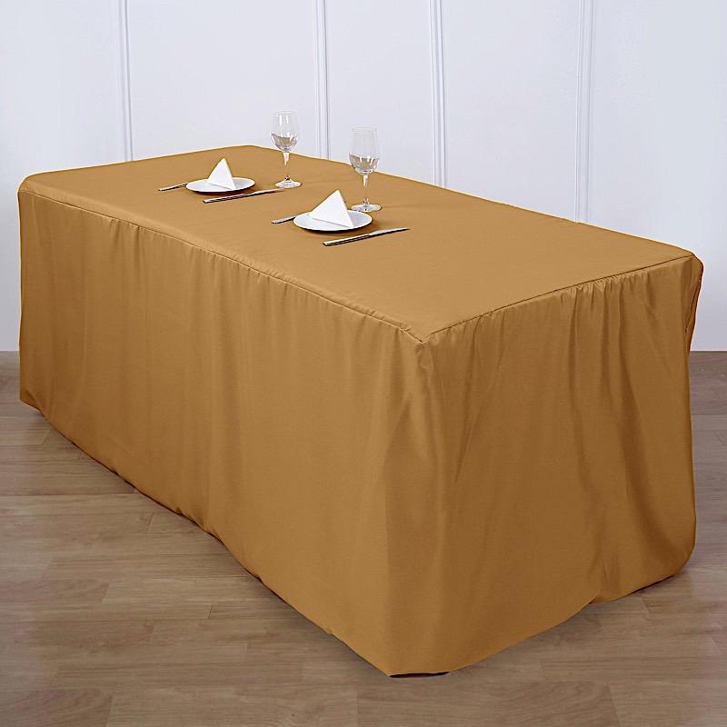 6 ft Polyester Tablecloth 72 x 30 Inches - Waterproof & Wrinkle-Resistant Rectangle Table Cover for Dining, Parties, and Events - Fits Standard 6 Foot Tables
