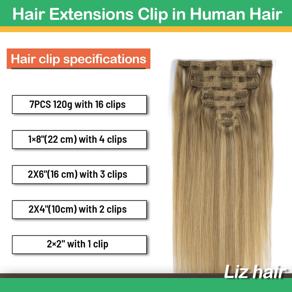 Remy Human Hair Extensions 22 Inch 120g 7pcs - Ombre Light Blonde to Golden Blonde Clip-In Extensions for Thick Straight Natural Hair | Perfect for Parties, Weddings & Daily Styling