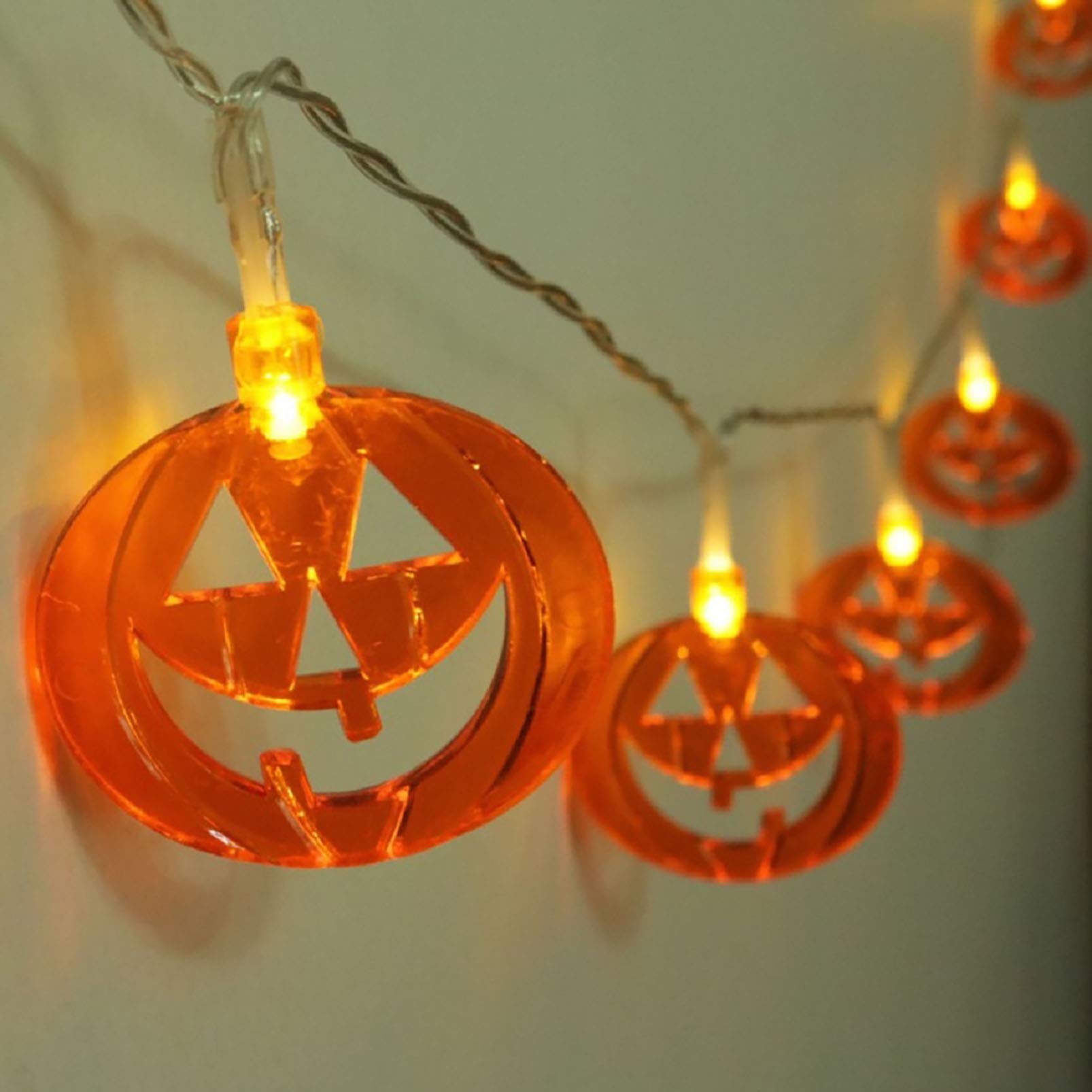 20 LED Halloween Pumpkin String Lights - Battery Operated Fairy Lights for Indoor/Outdoor Party Decor, Christmas Holiday Yard Decoration (9.8FT, Flat Pumpkin Design) - Perfect for Porch, Garden, and Seasonal Home Decor