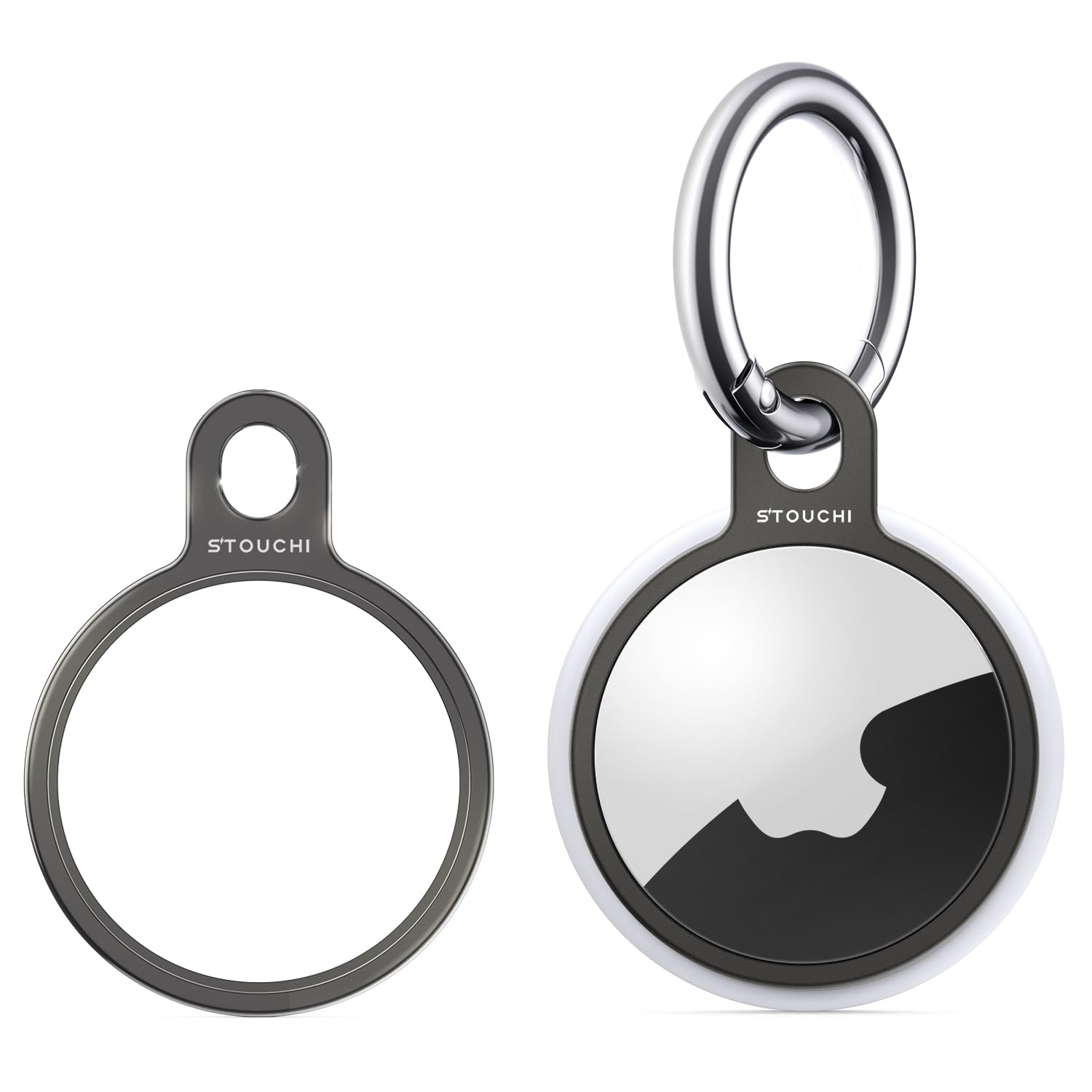 Stouchi AirTag Holder Key Ring - Slim Aluminum Keychain Case for Apple AirTag 2021 | Compatible with iPhone 15/14/13/12 | Perfect for Pets, Keys, Wallets & Backpacks | Durable AirTag Accessories for Everyday Tracking