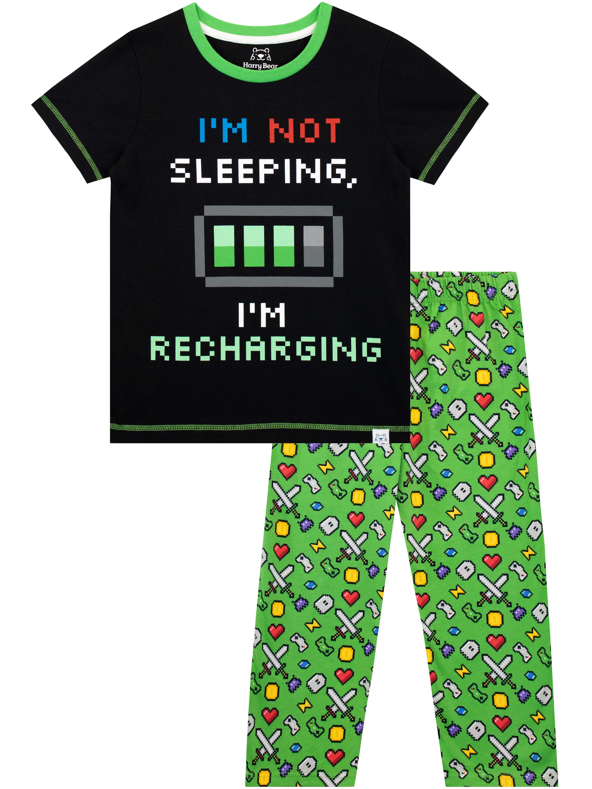 Harry Bear Boys Gaming Pajamas Set - Glow in The Dark Sleepwear for Kids - Soft & Comfortable PJs for Bedtime & Sleepovers