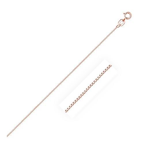 14K Rose Gold Classic Box Chain Necklace - 0.6mm Thin Delicate Chain - 20 Inch Length - Perfect for Layering, Gifts & Everyday Elegance