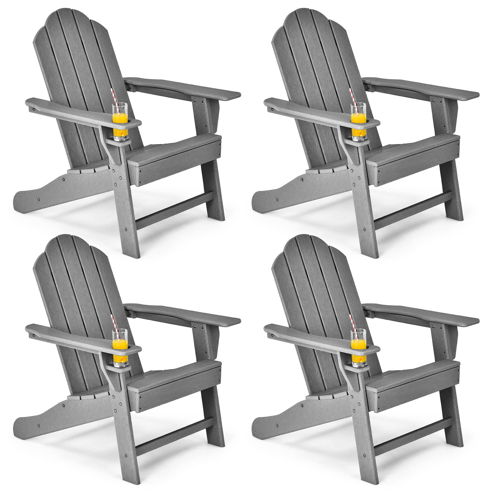 Giantex Set of 4 HDPE Weather-Resistant Adirondack Chairs - Outdoor Patio Furniture for Campfire, Deck, Garden, Yard, Porch & Lawn Seating - Perfect for Backyard Relaxation, BBQ Parties and Summer Gatherings