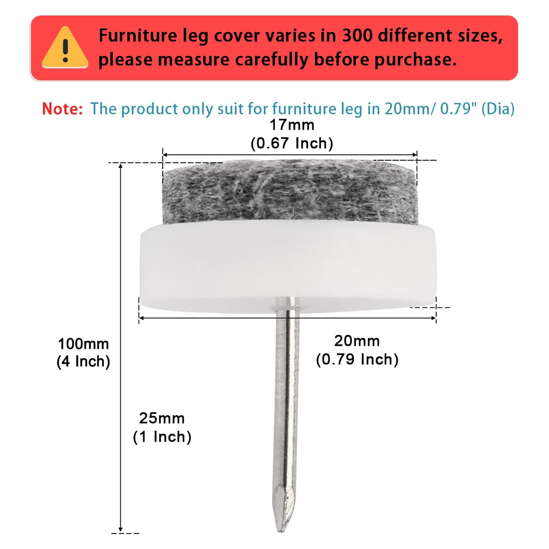 uxcell 20mm Felt Furniture Pads for Chairs & Tables - 12 Pack Non-Slip Floor Protectors for Hardwood & Tile Floors | Prevent Scratches & Noise