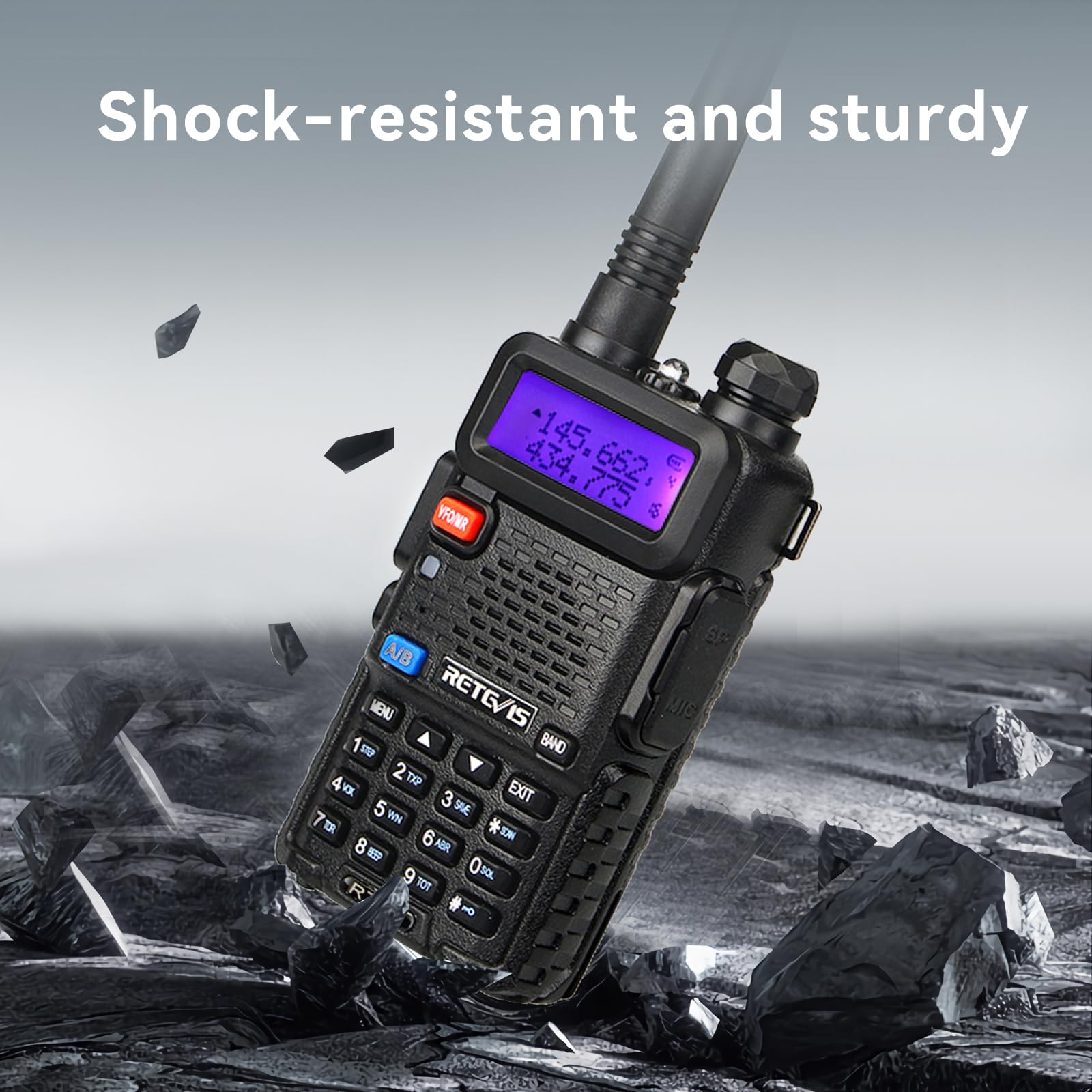 Retevis RT5R Dual Band Two Way Radio - Long Range Walkie Talkies for Adults, High Power Ham Radio with 128 Channels, Flashlight & 1400mAh Battery (6 Pack) - Ideal for Outdoor, Construction Sites, Warehouses, Hiking & Emergency Communication