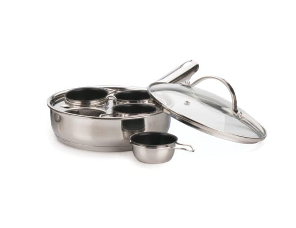 4 Egg Poacher Set - Non-Stick Stainless Steel Poaching Pan for Perfect Poached Eggs - Ideal for Breakfast, Brunch & Healthy Cooking