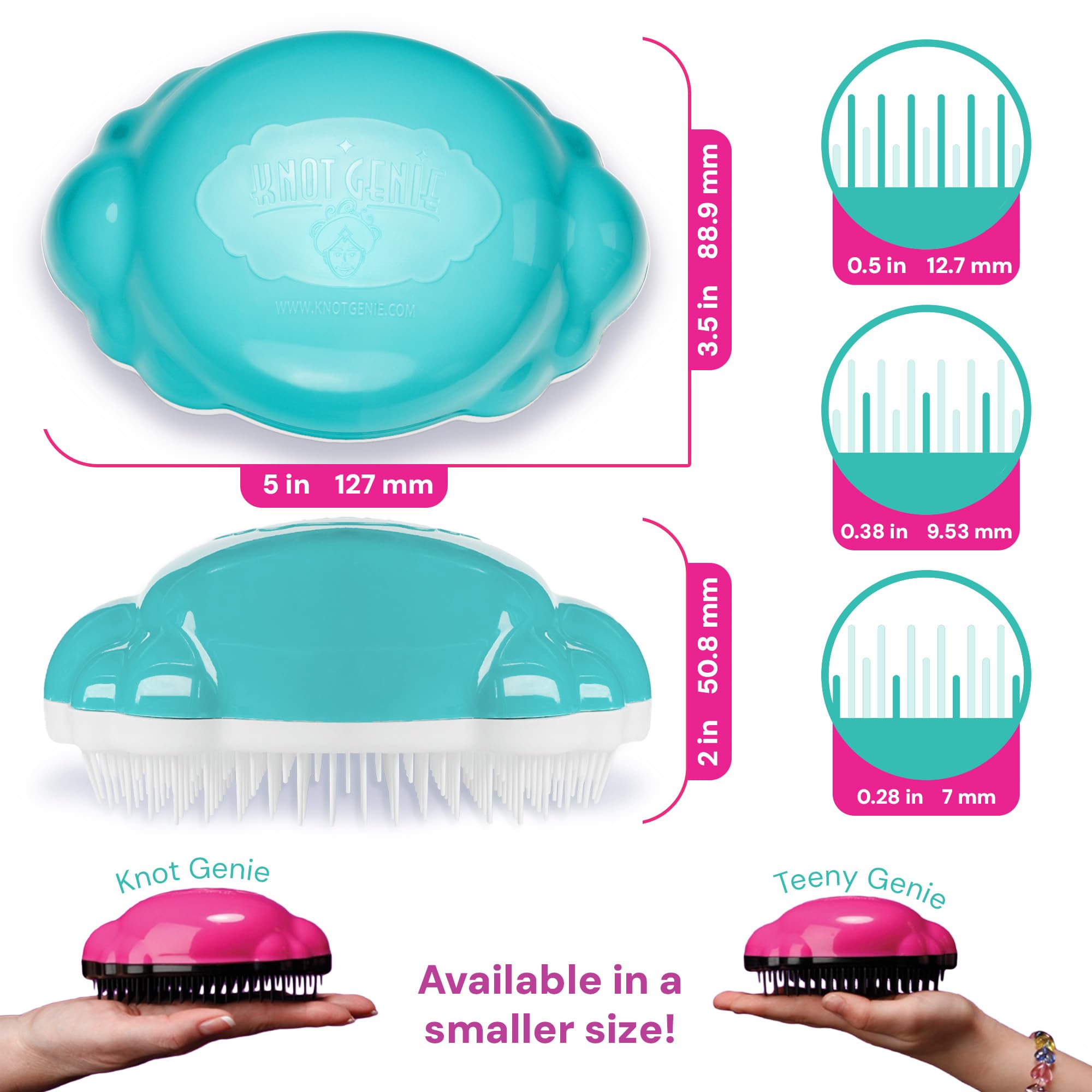 Knot Genie Detangling Hair Brush for Kids - Pain Free Knot Remover for Curly & Tangled Hair | Gentle Tangle Separator Leaves Hair Smooth & Shiny (Puff of Purple) | Perfect for Daily Hair Care, Travel & Sensitive Scalps