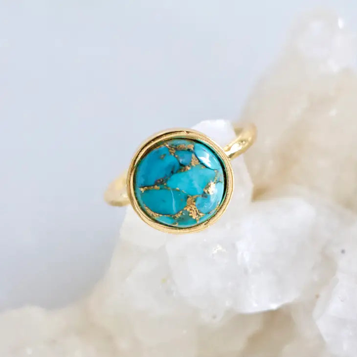 Handmade Copper Turquoise Adjustable Ring for Women - Boho Chic Jewelry for Everyday Wear & Gift Giving