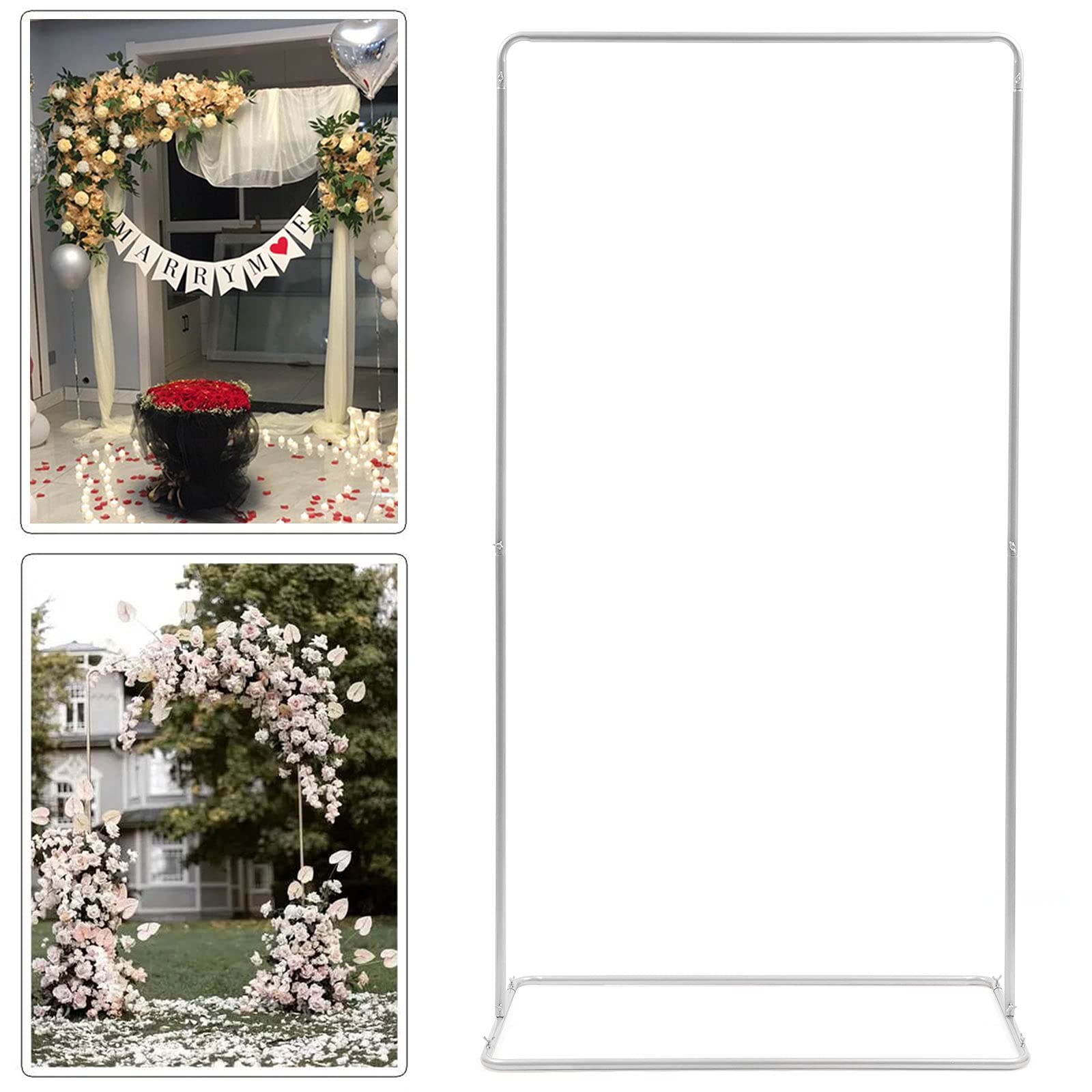 6.5x3.4 Feet Metal Wedding Arch Stand with Bases - White Balloon Arch Stand Kit for Garden, Party & Photo Backdrop | Easy Assembly for Climbing Plants, Flowers & Event Decorations | Perfect for Weddings, Baby Showers & Outdoor Celebrations